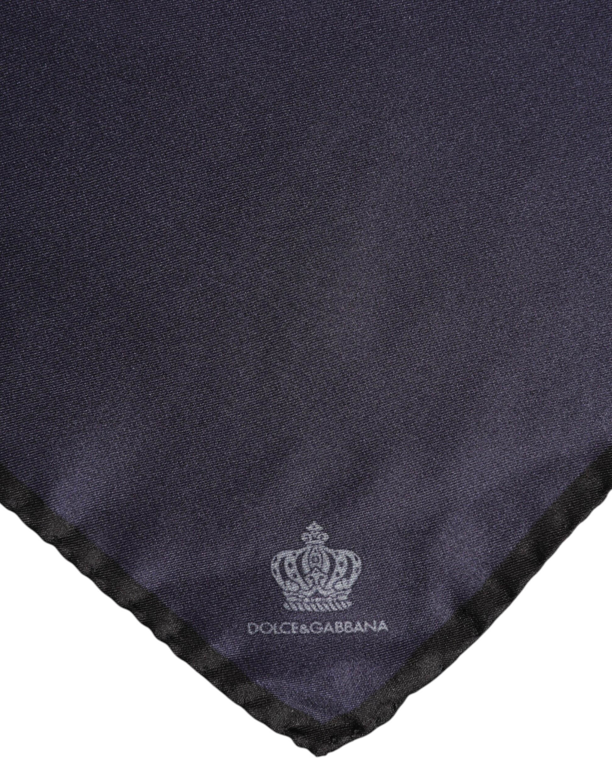 Dolce & Gabbana Blue DG Crown Silk Square Men Foulard Scarf