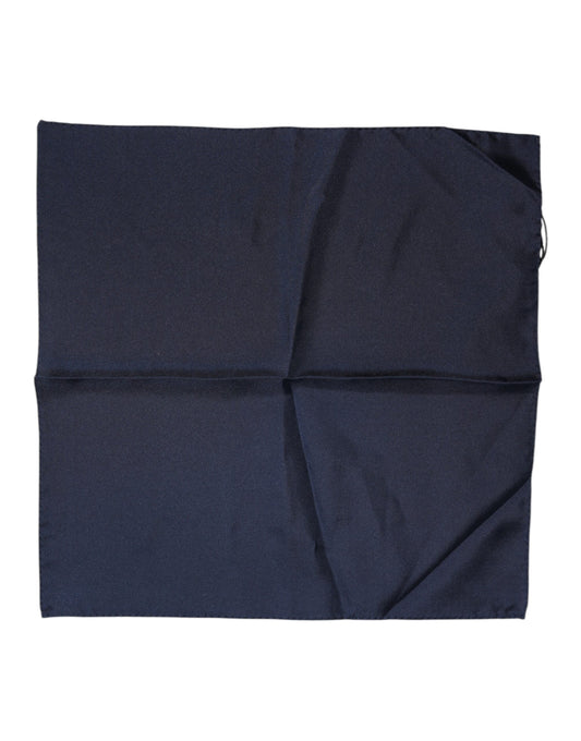 Dolce & Gabbana Dark Blue Silk Square Men Foulard Scarf