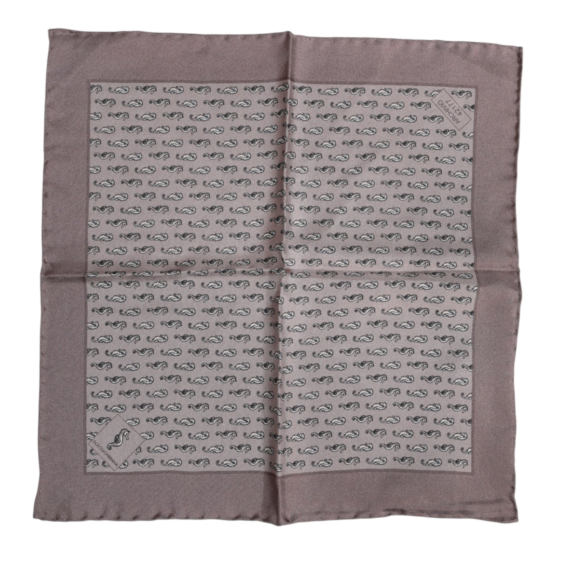 Dolce & Gabbana Brown Sea Horse Silk Square Foulard Scarf