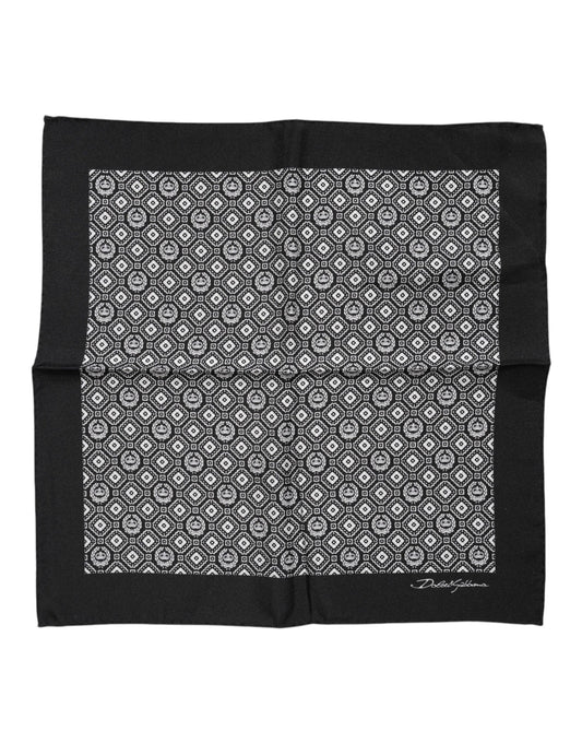 Dolce & Gabbana Black White Patterned Square Foulard Scarf