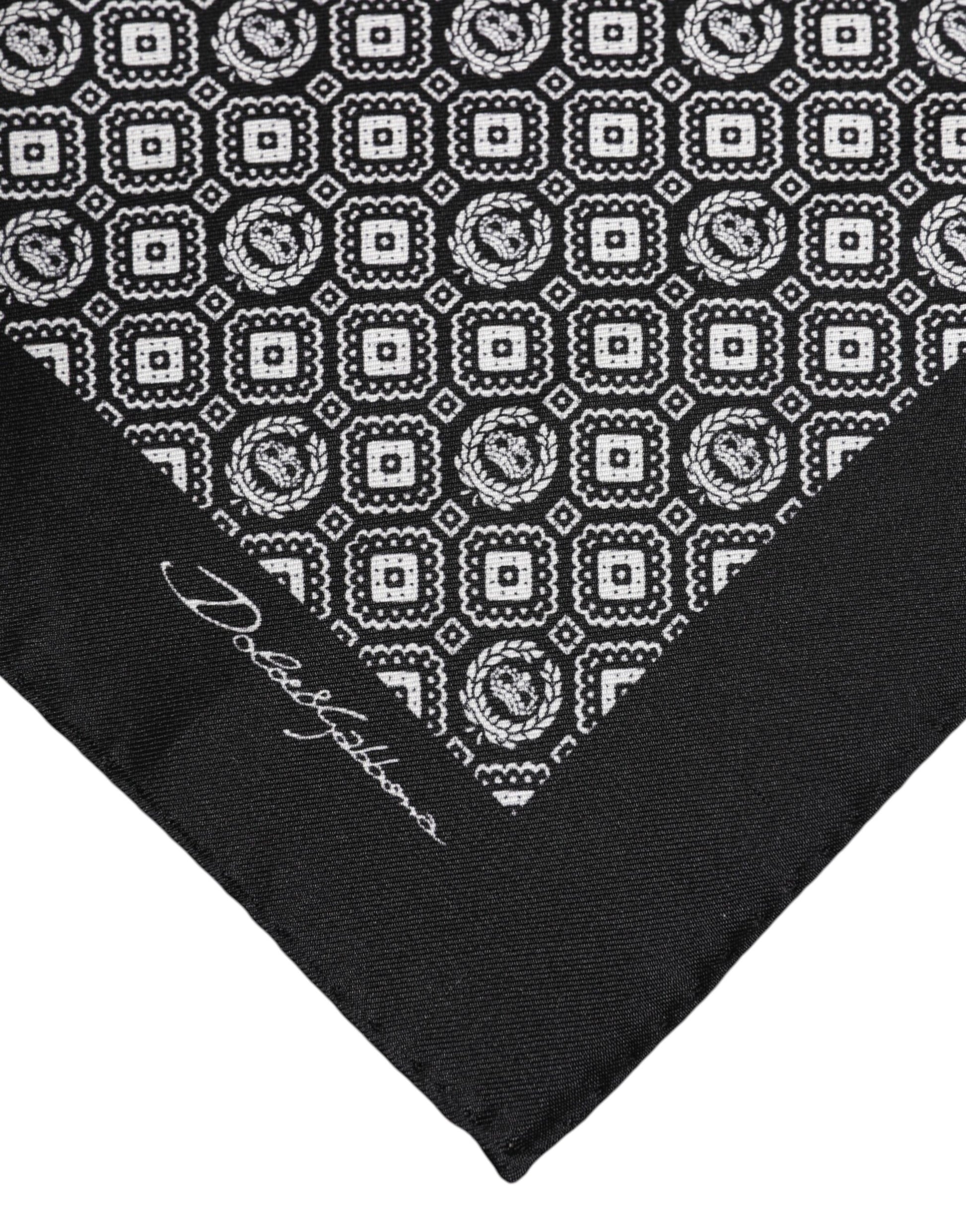 Dolce & Gabbana Black White Patterned Square Foulard Scarf