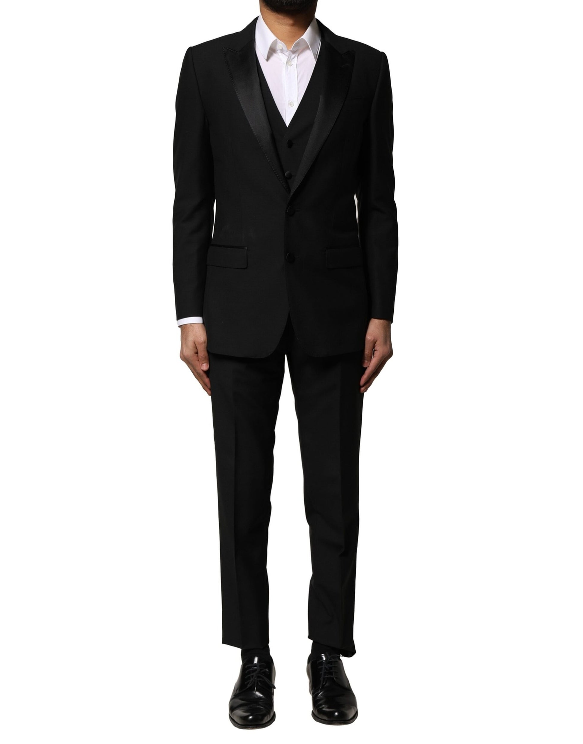 Dolce & Gabbana Black Wool 3 Piece Single Breasted Suit