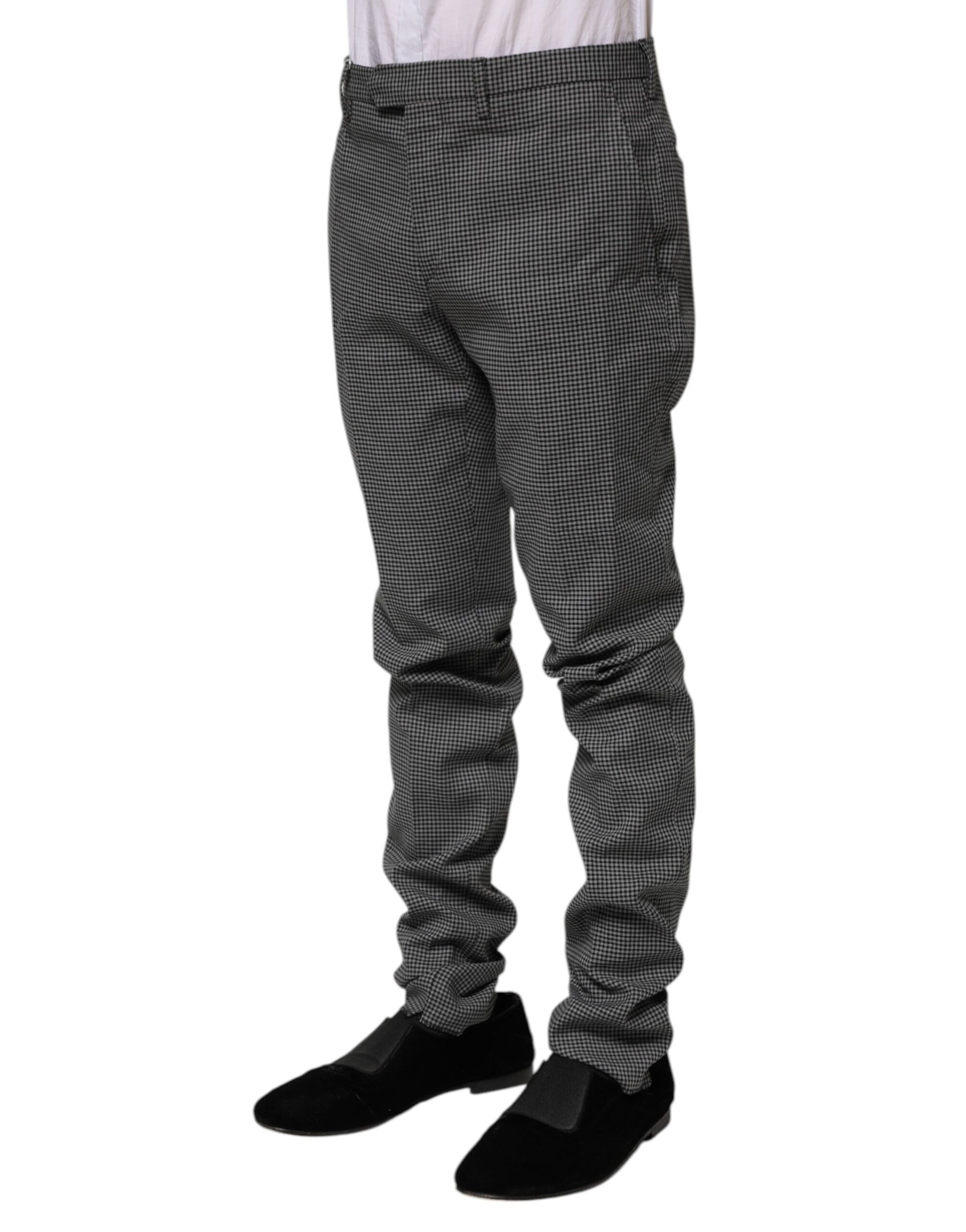 BENCIVENGA Black White Checkered Tapered Dress Pants