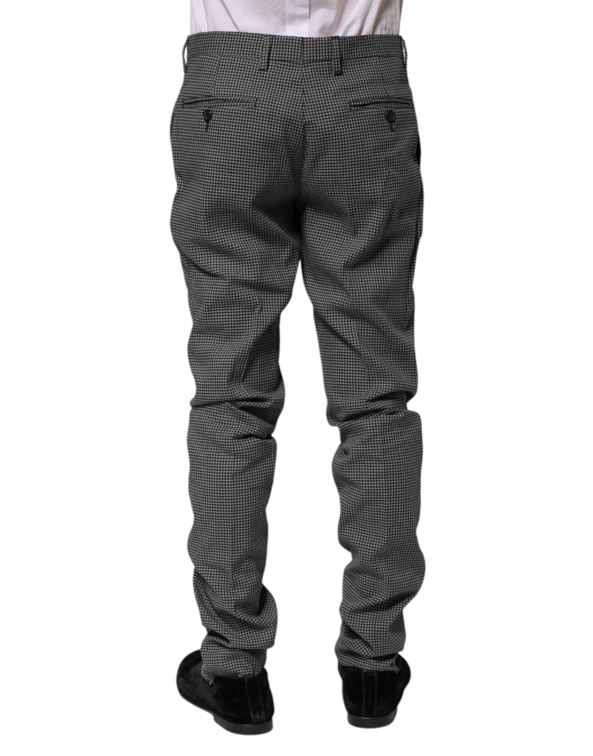 BENCIVENGA Black White Checkered Tapered Dress Pants