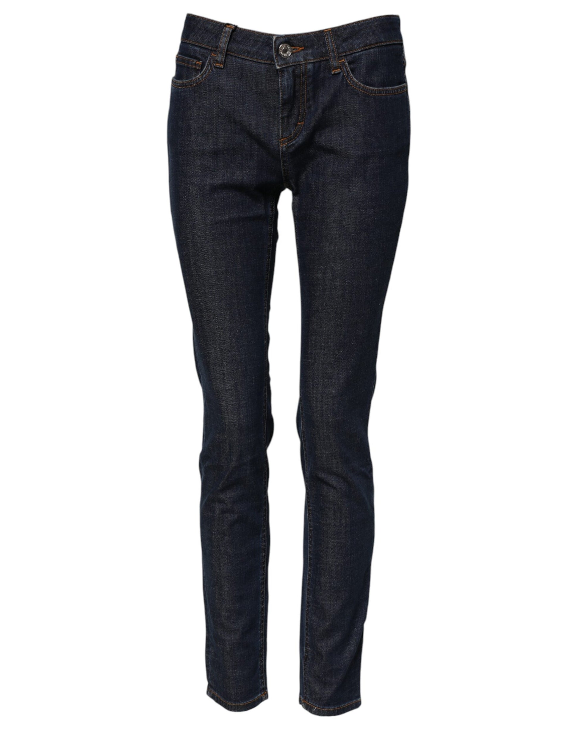 Dolce & Gabbana Blue Skinny Cotton Mid Waisted Denim Jeans