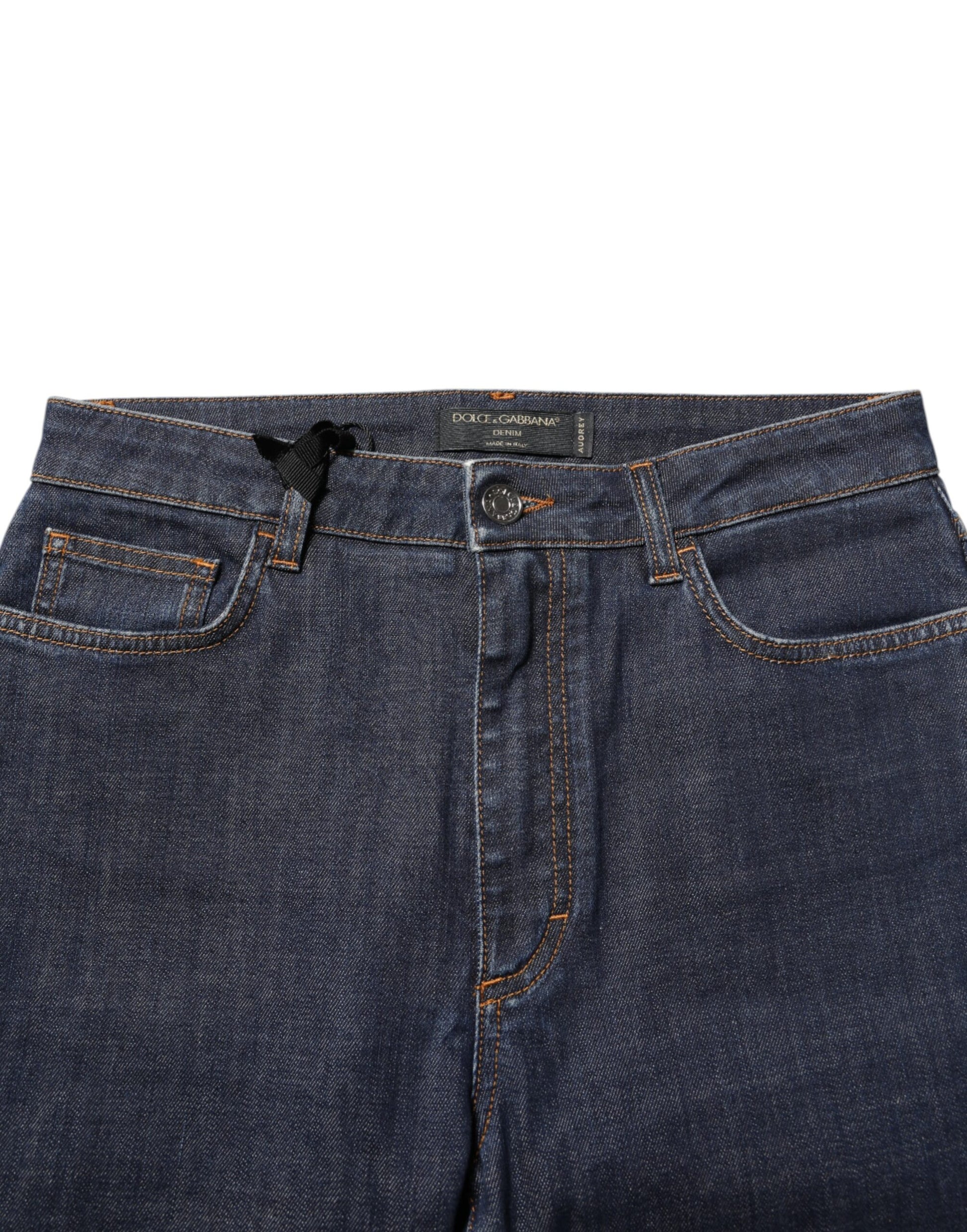 Dolce & Gabbana Blue Queen Patch AUDREY Mid Waist Denim Jeans