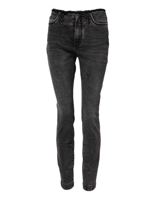 Dolce & Gabbana Gray Skinny Cotton Mid Waisted Denim Jeans