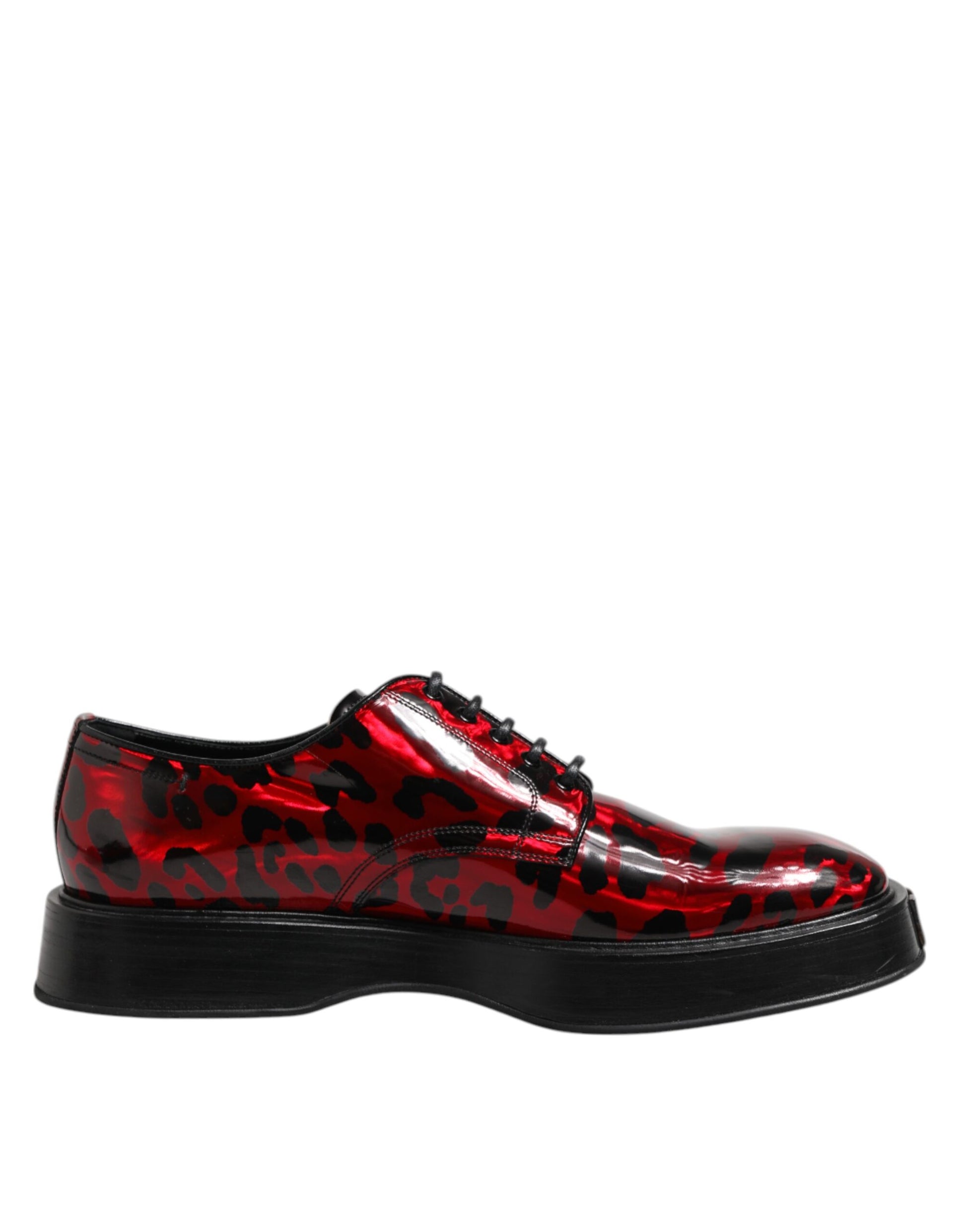 Dolce & Gabbana Red Leopard Derby Formal Men Dress Shoes