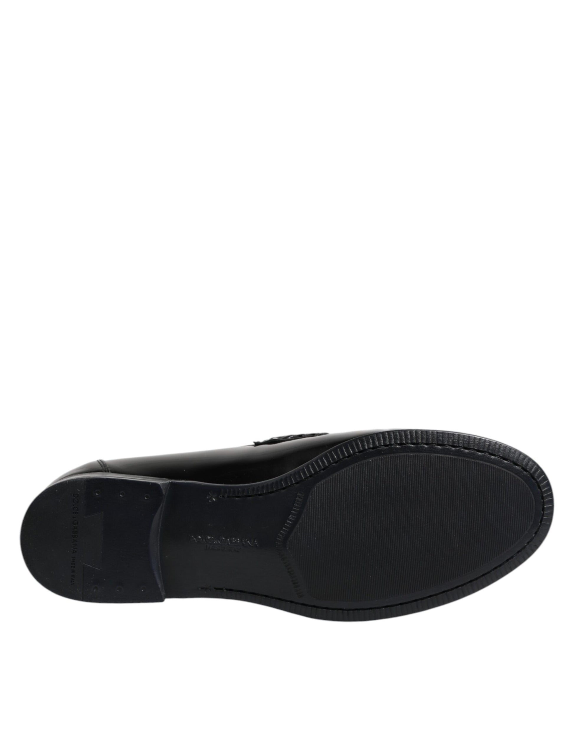 Dolce & Gabbana Black Leather Slip On Loafers Dress Shoes