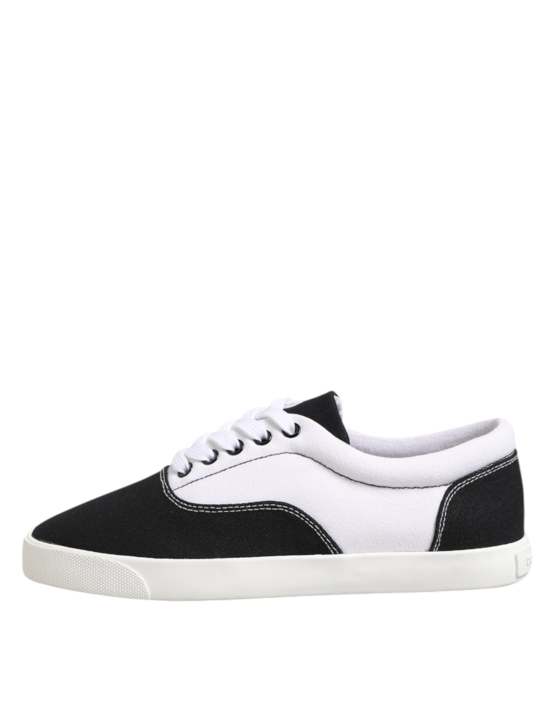 Dolce & Gabbana Black Cotton Canvas Lace Up Men Sneakers Shoes