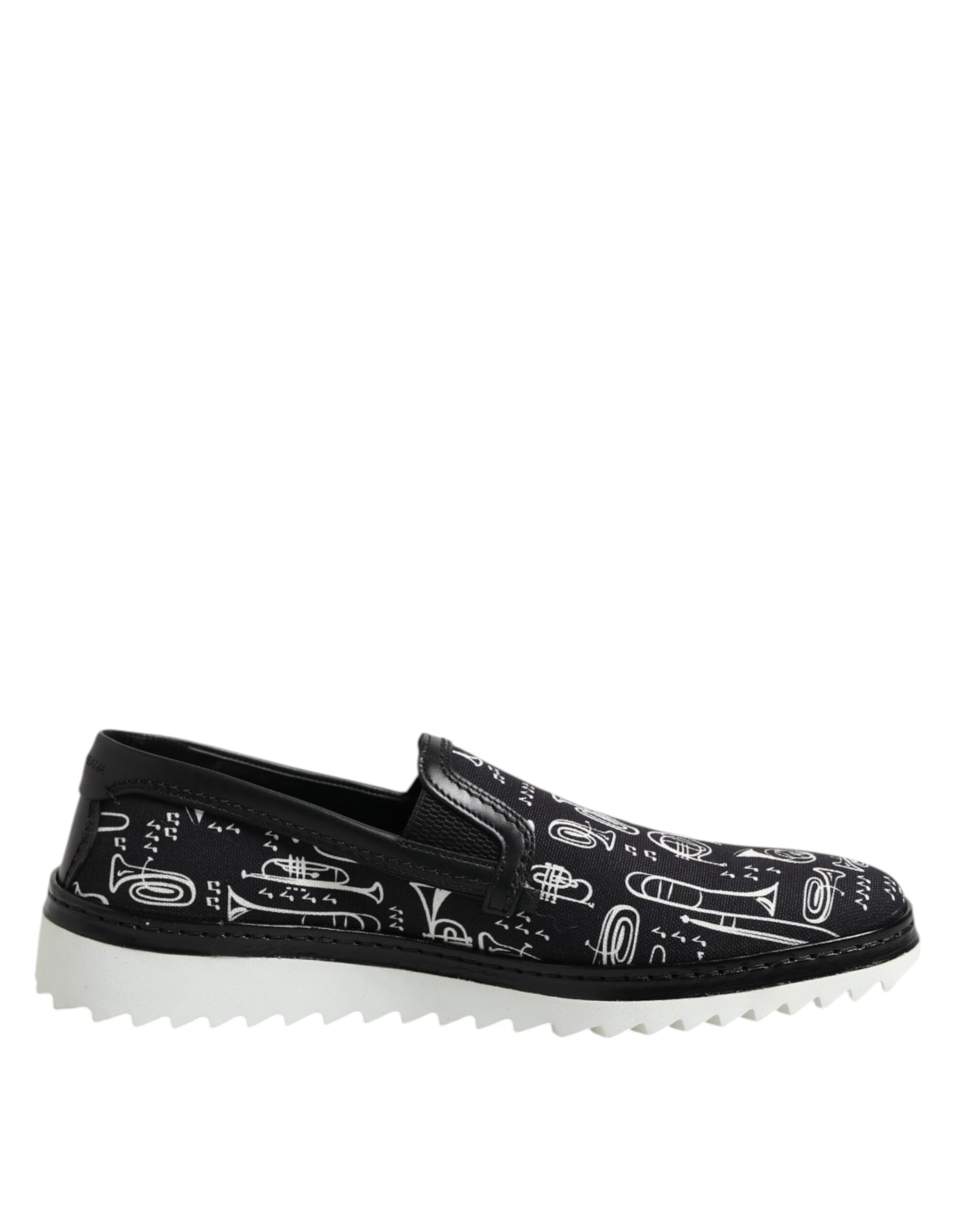 Dolce & Gabbana Black Slip On Printed Men Loafers Shoes