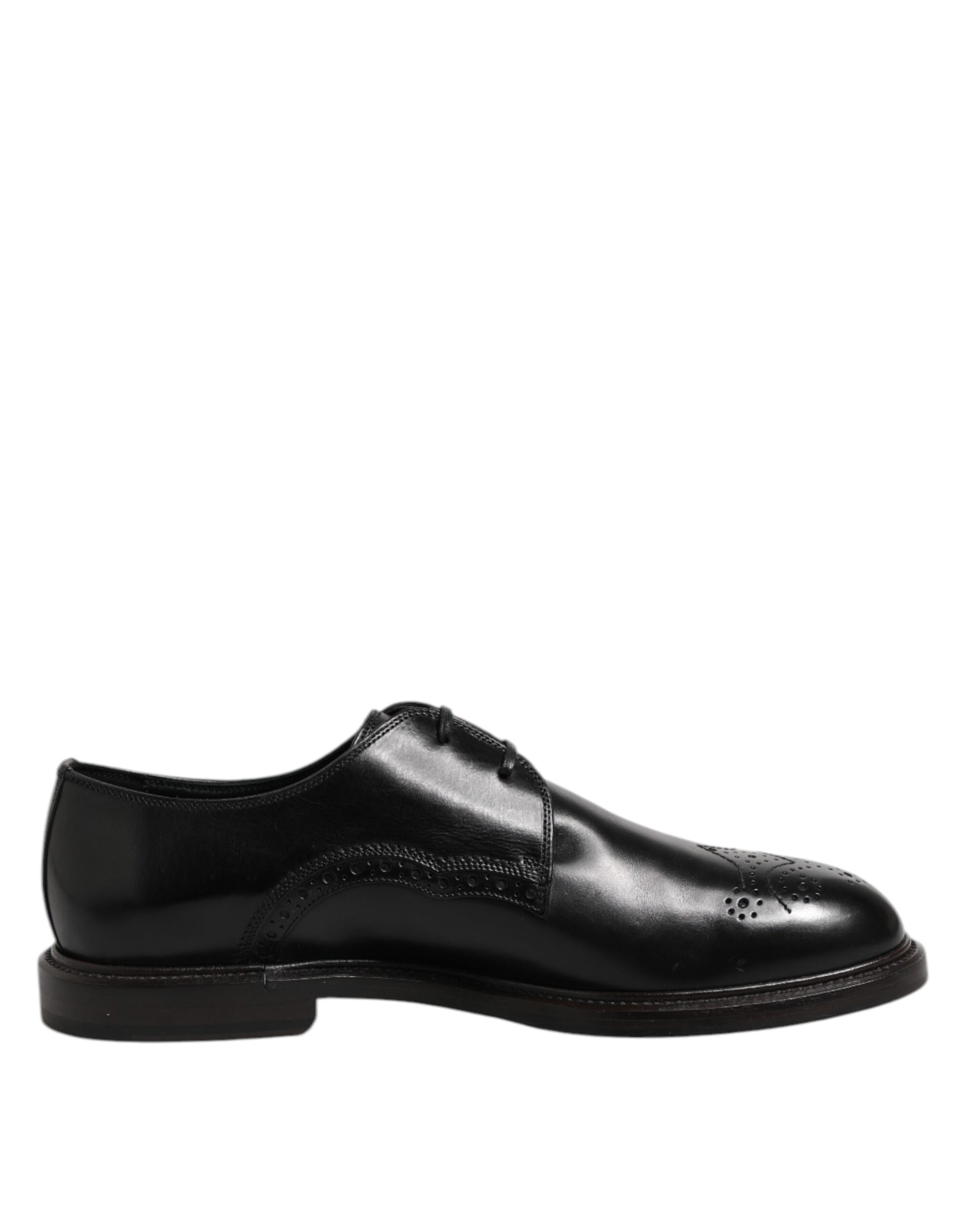 Dolce & Gabbana Black Leather Derby Wingtip Formal Shoes