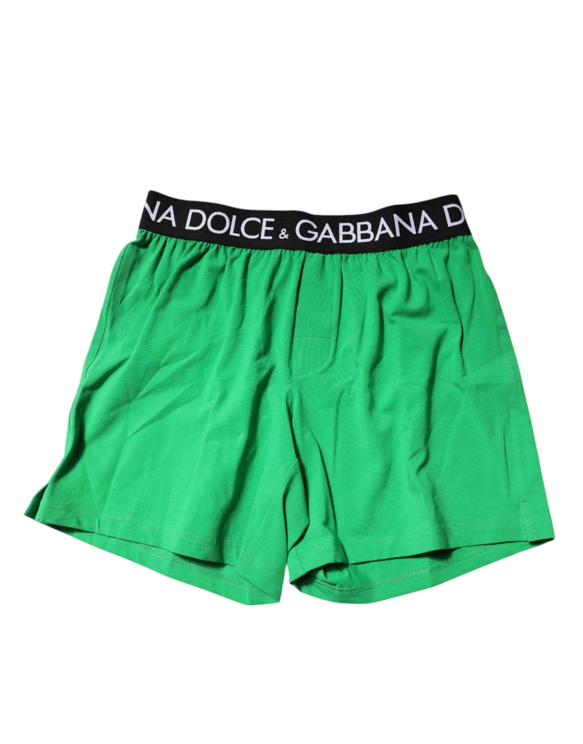 Dolce & Gabbana Green Cotton Regular Boxer Shorts Underwear - Qutton