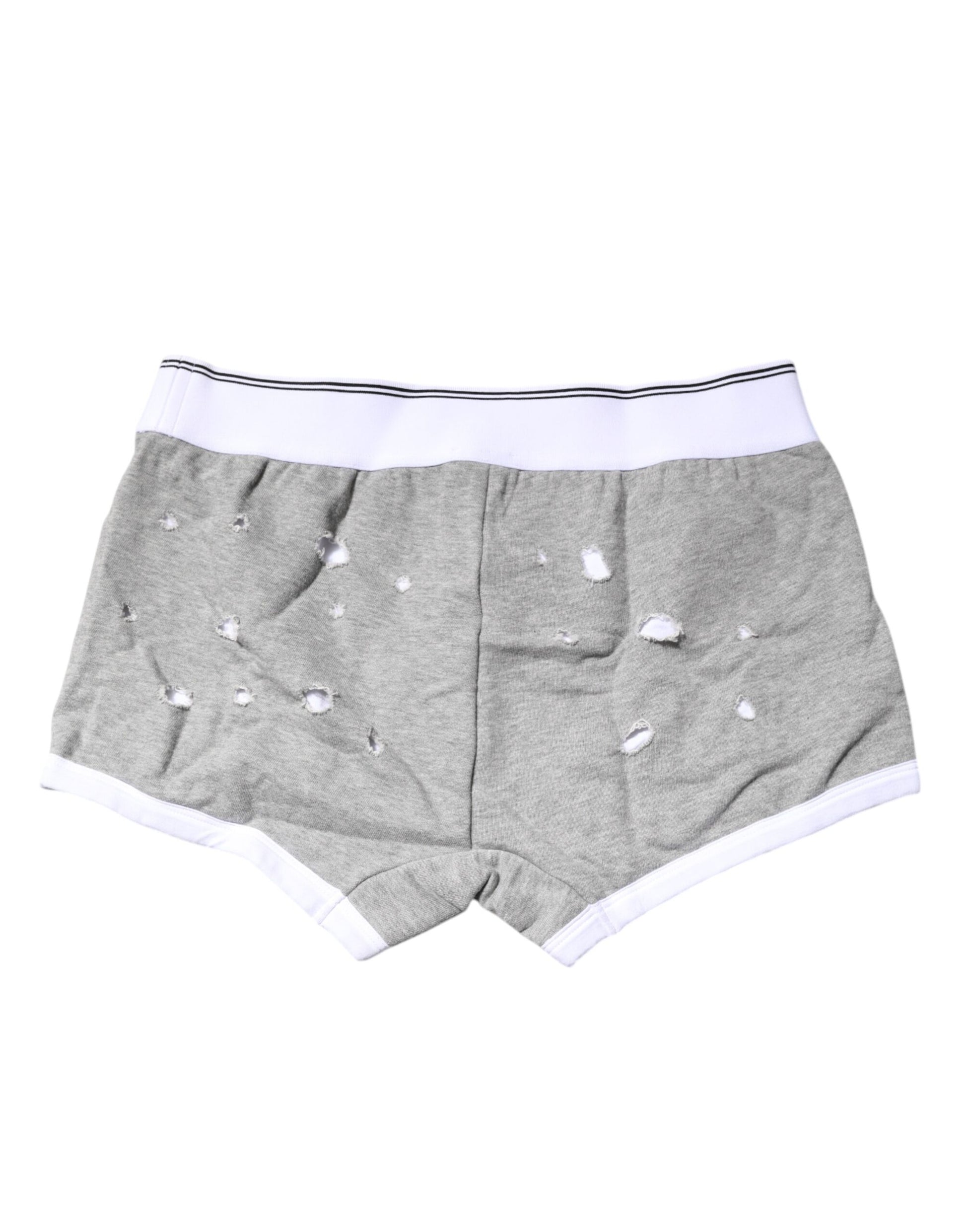 Dolce & Gabbana Gray Cotton Stretch Regular Boxer Underwear