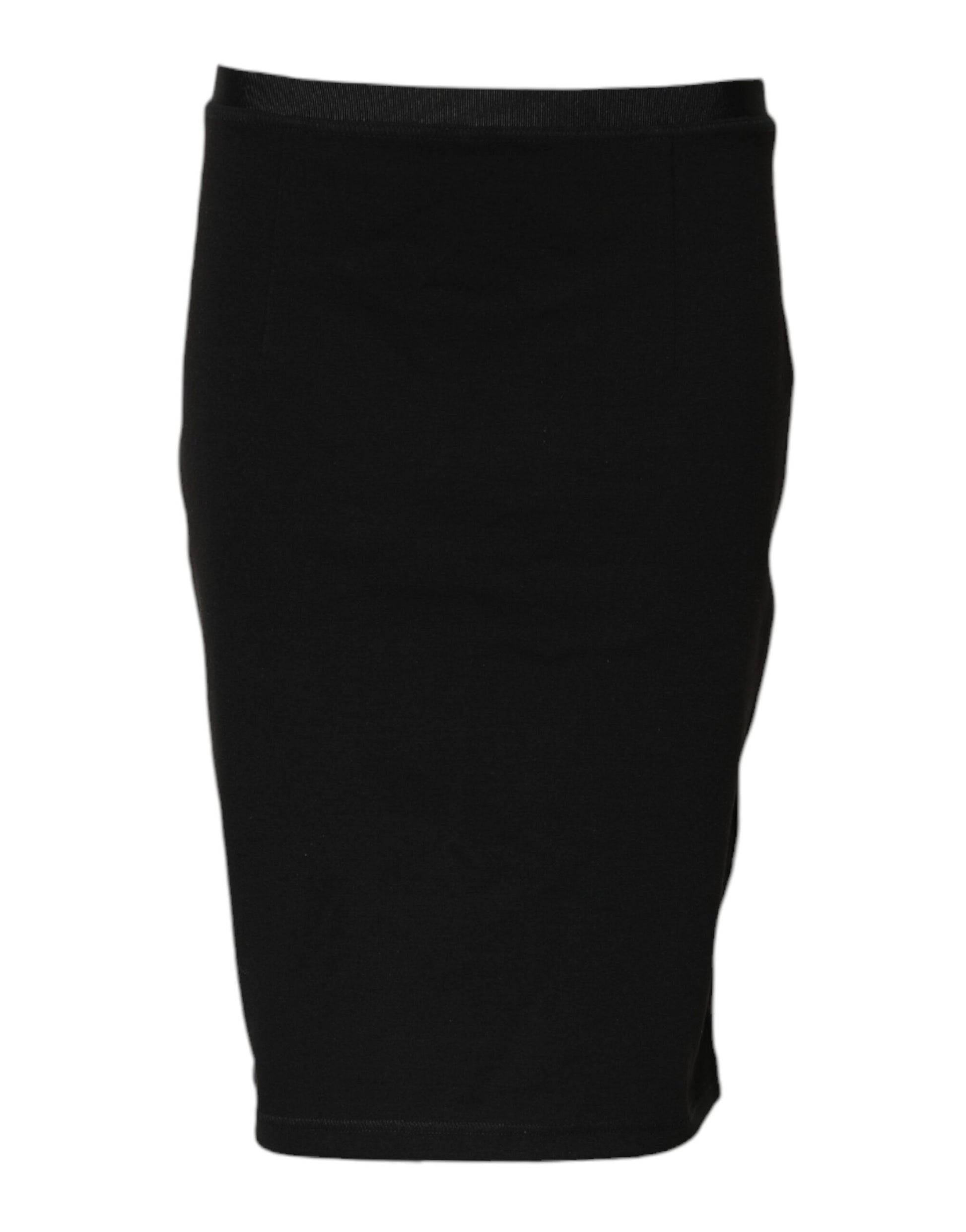 GF Ferre Black Polyester Pencil Cut Knee Length Skirt