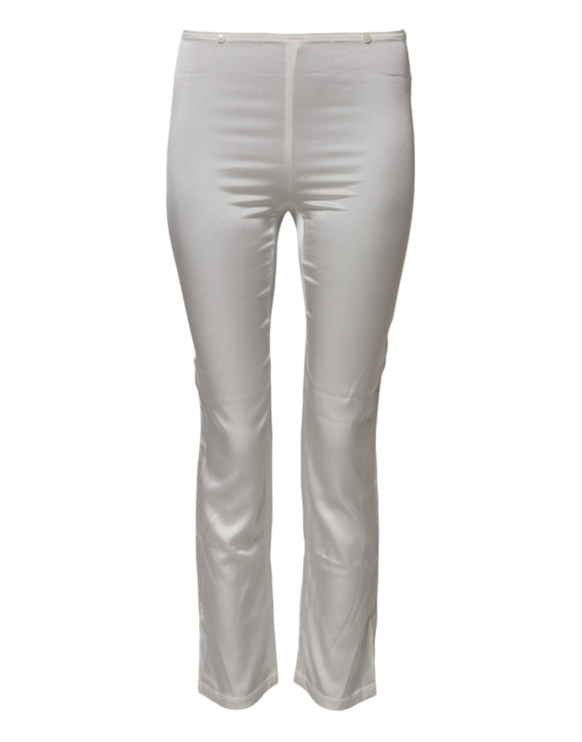 Dolce & Gabbana Ivory Silk Tapered High Waist Pants - Qutton