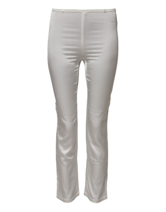 Dolce & Gabbana Ivory Silk Tapered High Waist Pants - Qutton