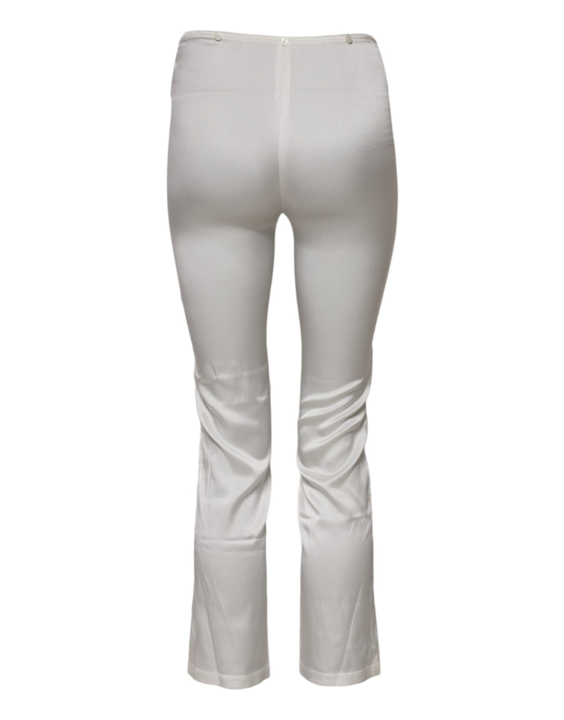Dolce & Gabbana Ivory Silk Tapered High Waist Pants - Qutton