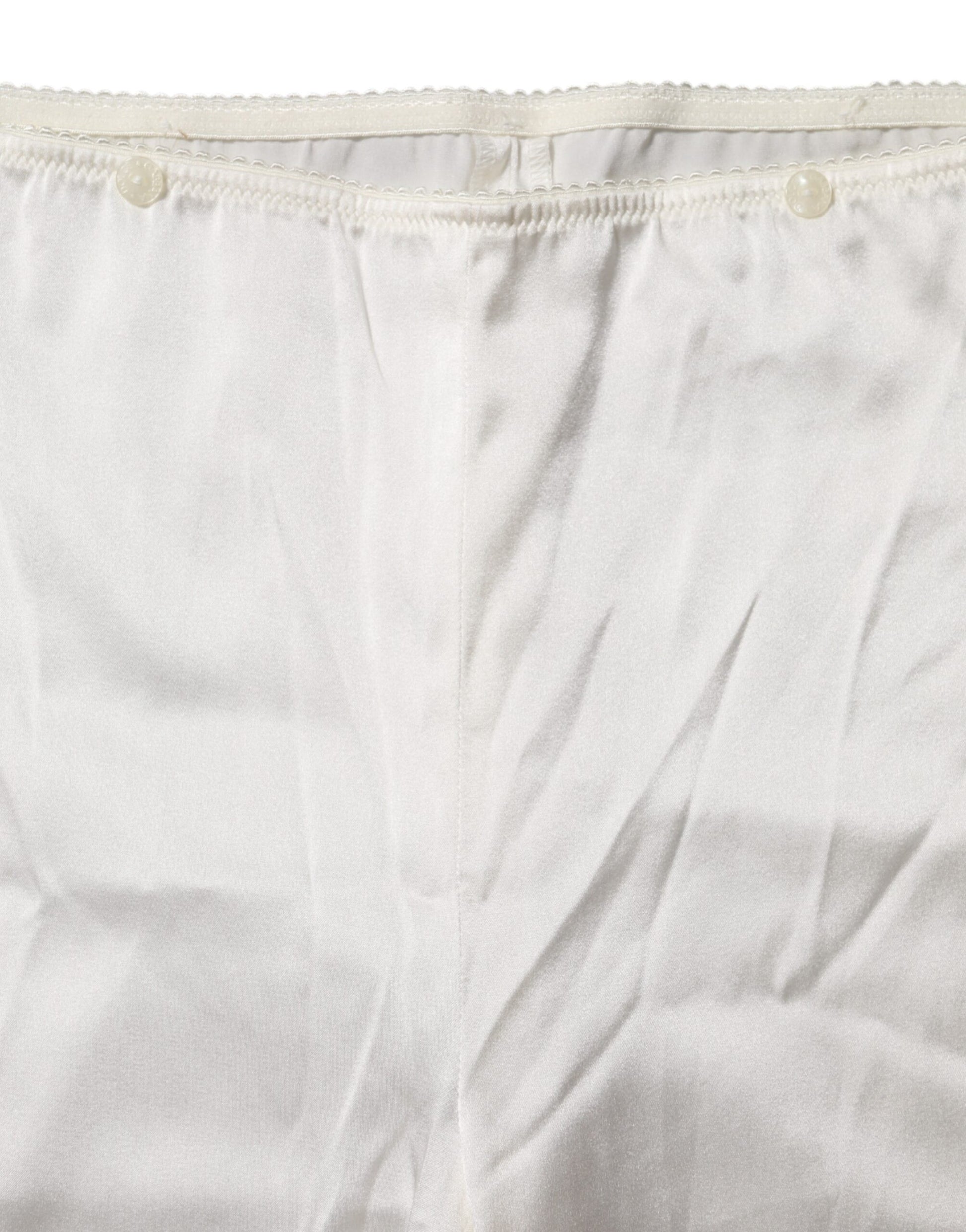 Dolce & Gabbana Ivory Silk Tapered High Waist Pants - Qutton