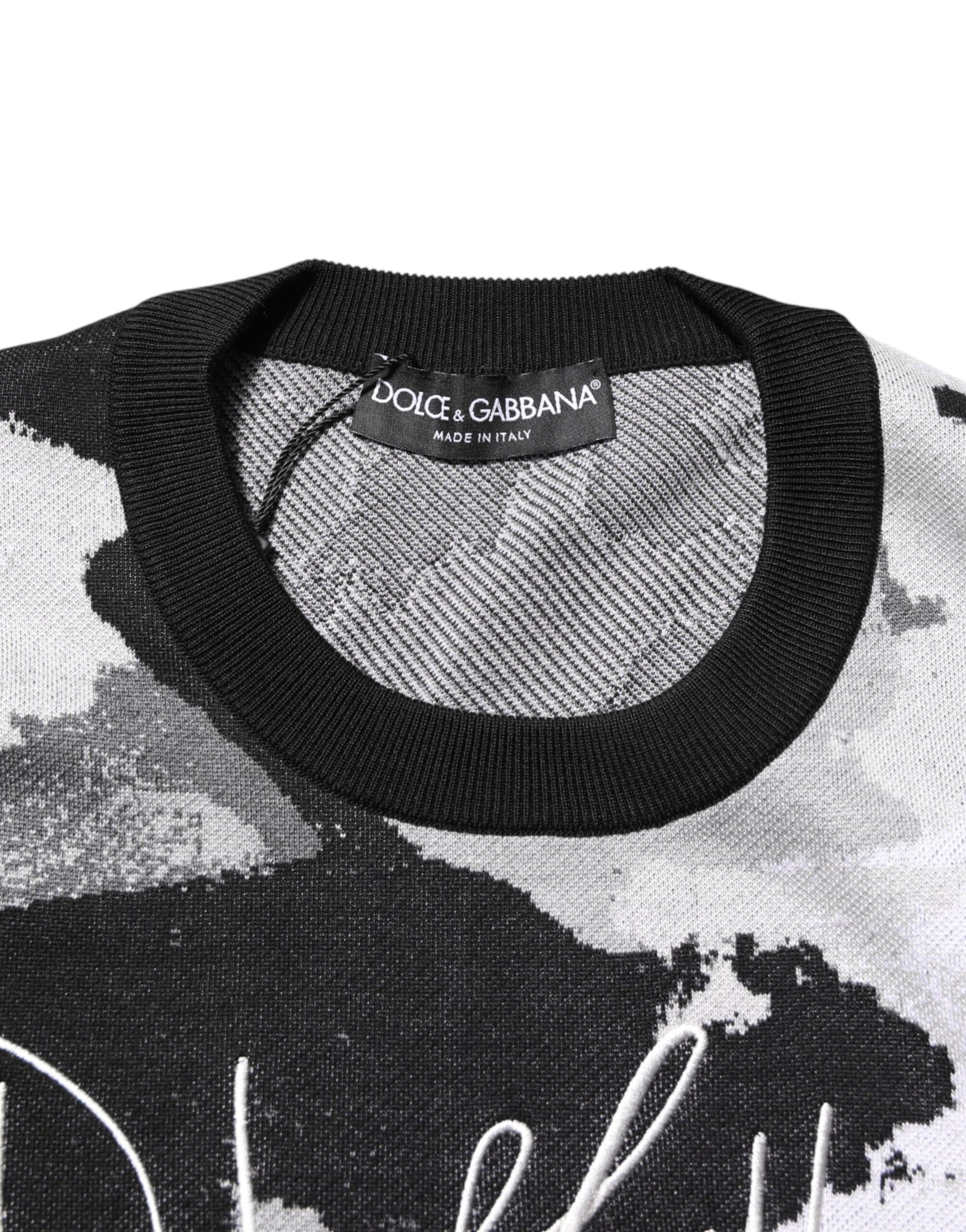 Dolce & Gabbana Multicolor Silk Camouflage Pullover Sweater