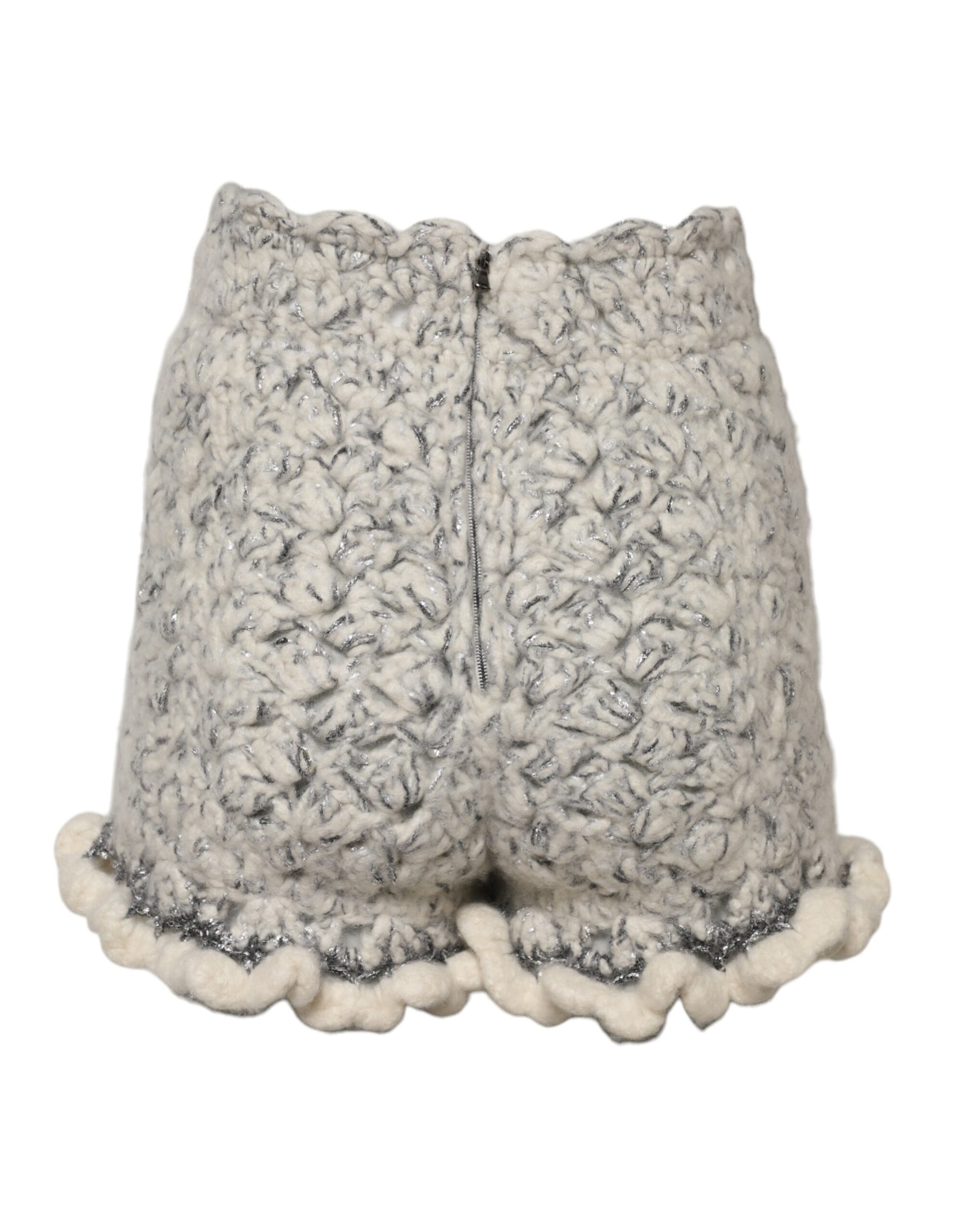 Dolce & Gabbana Metallic Bouclé Knit Cashmere Ruffled Shorts