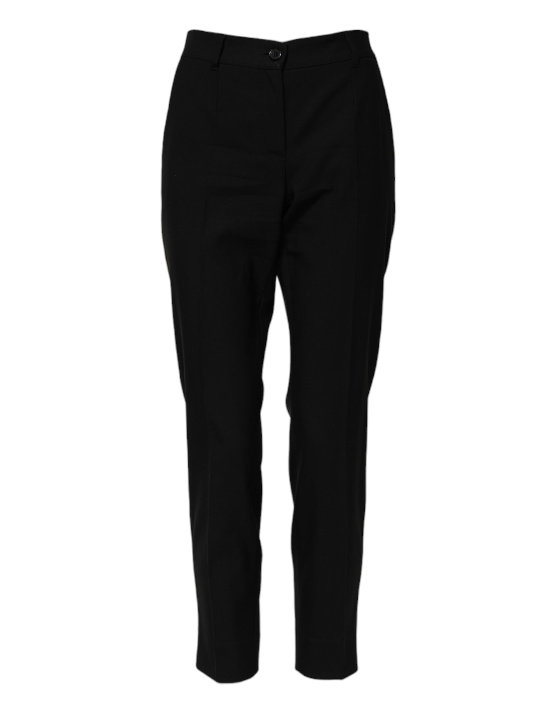 Dolce & Gabbana Black Wool High Waist Tapered Pants