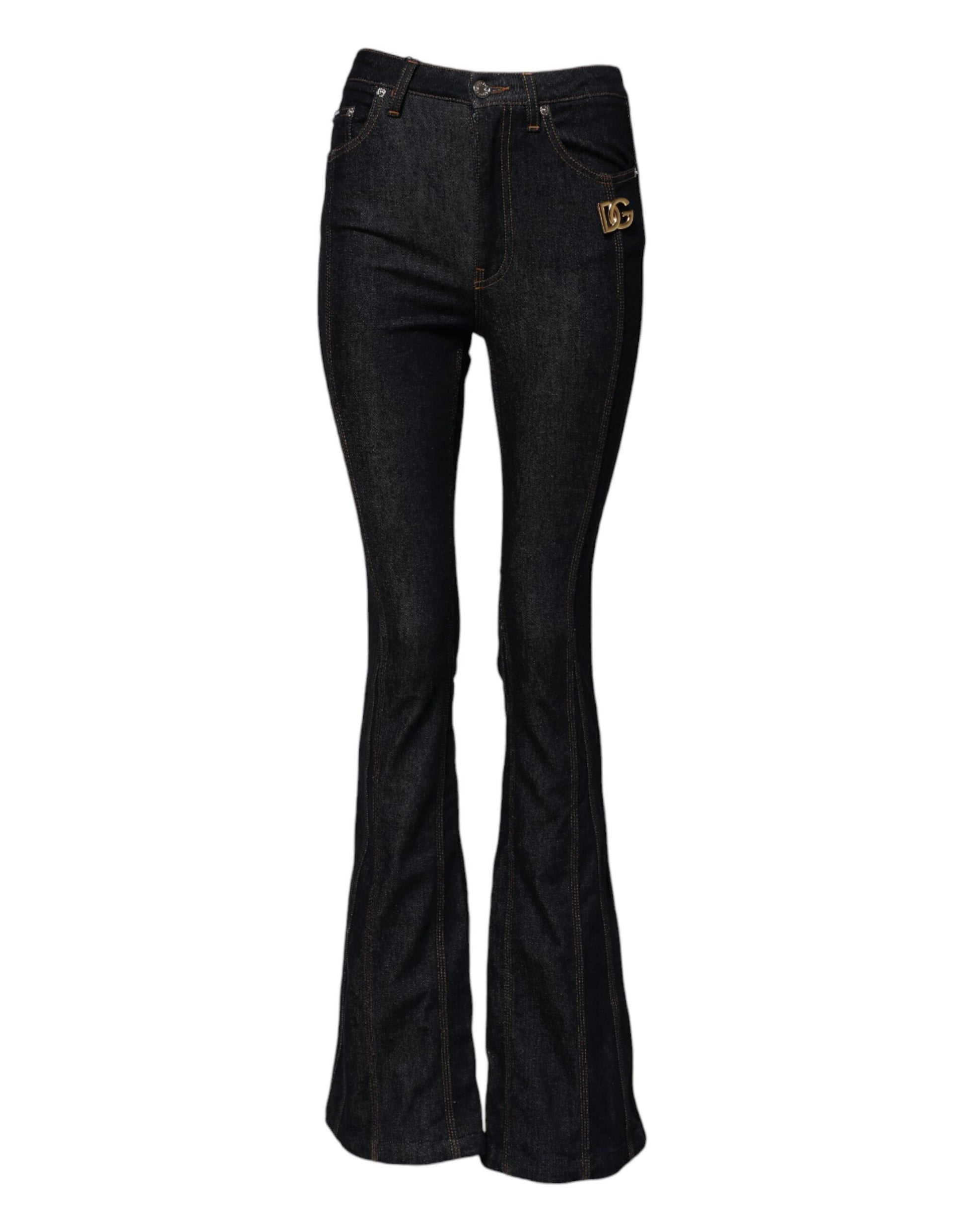 Dolce & Gabbana Black Cotton Mid Waist Bootcut Denim Jeans