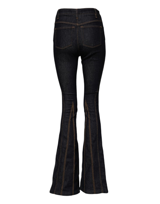 Dolce & Gabbana Black Cotton Mid Waist Bootcut Denim Jeans