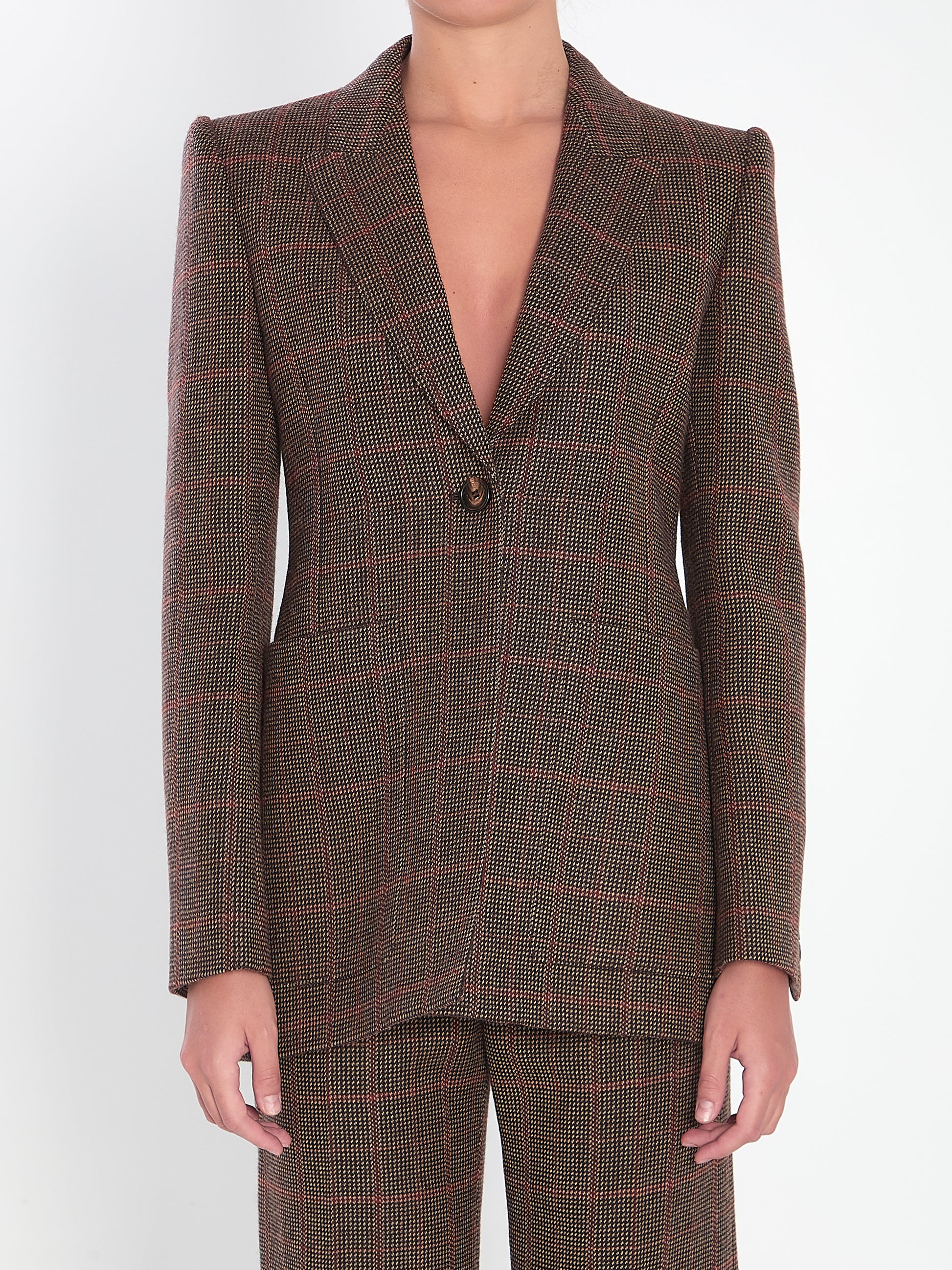 Checked wool tailored jacket