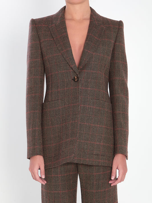 Checked wool tailored jacket
