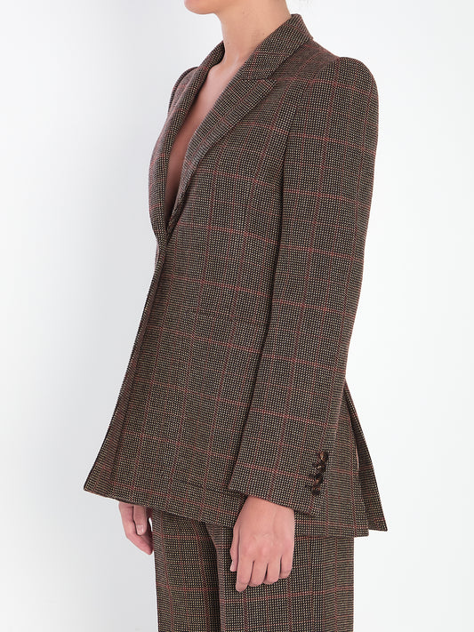 Checked wool tailored jacket