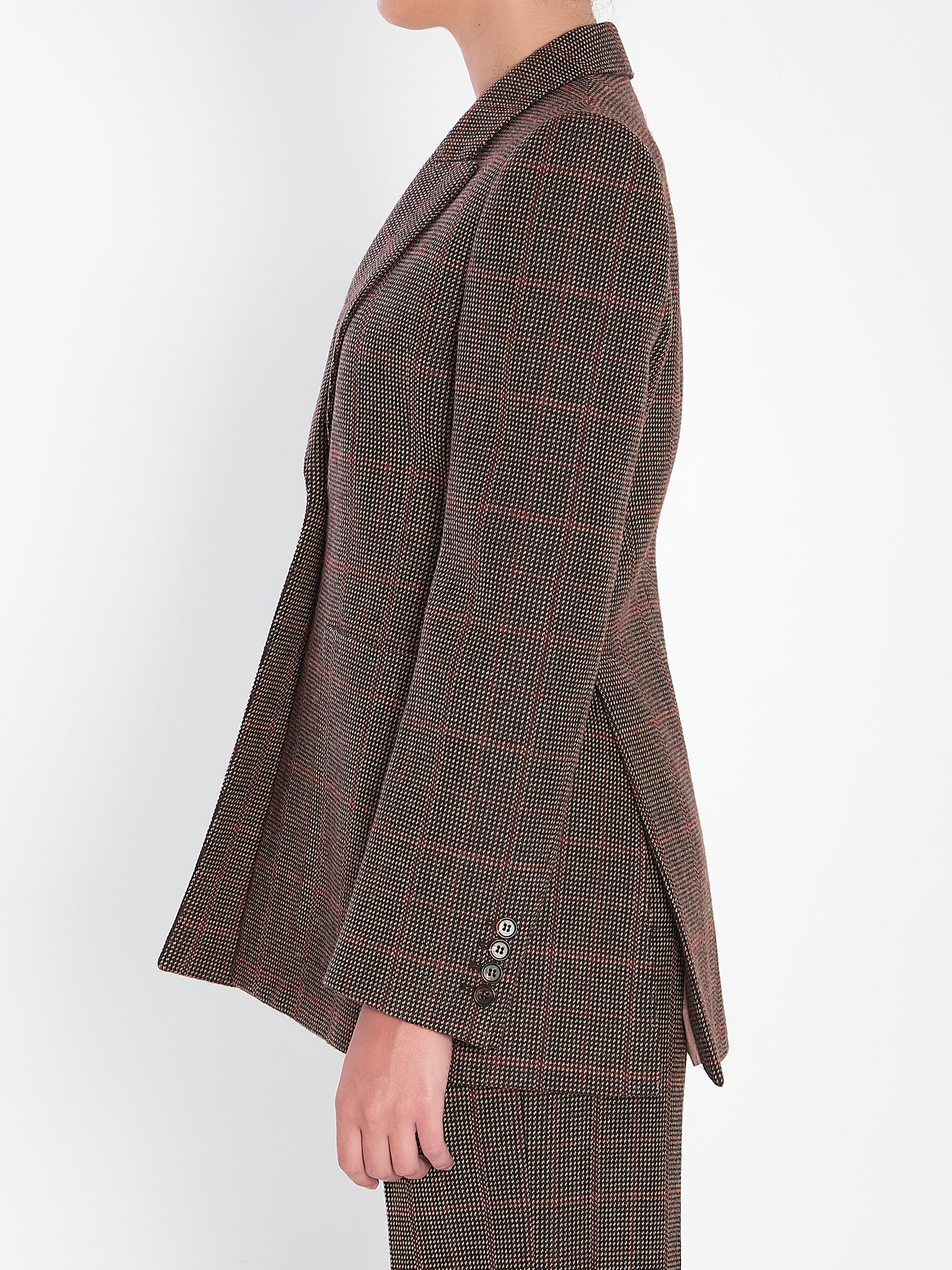 Checked wool tailored jacket