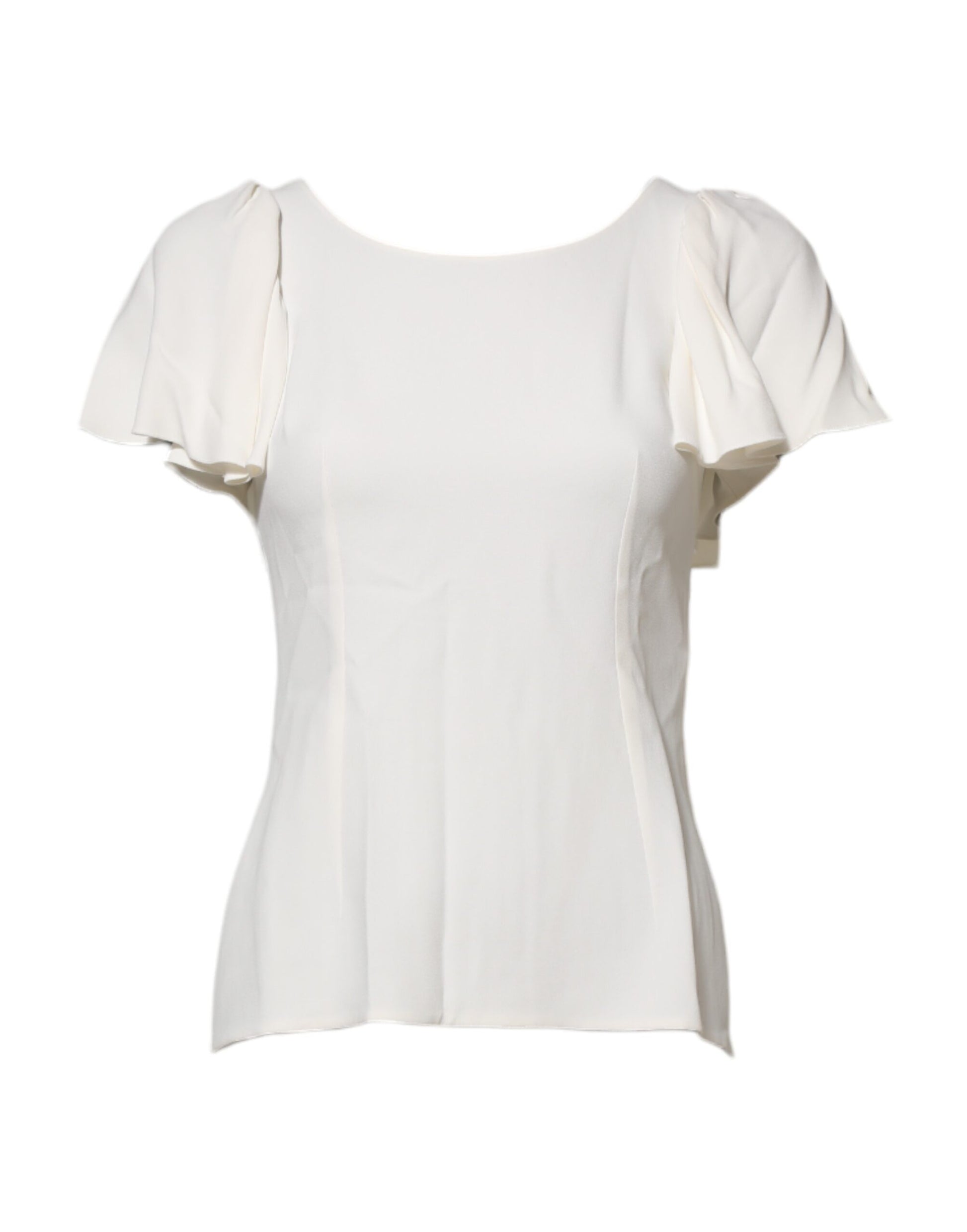 Dolce & Gabbana White Round Neck Short Sleeves Blouse Top