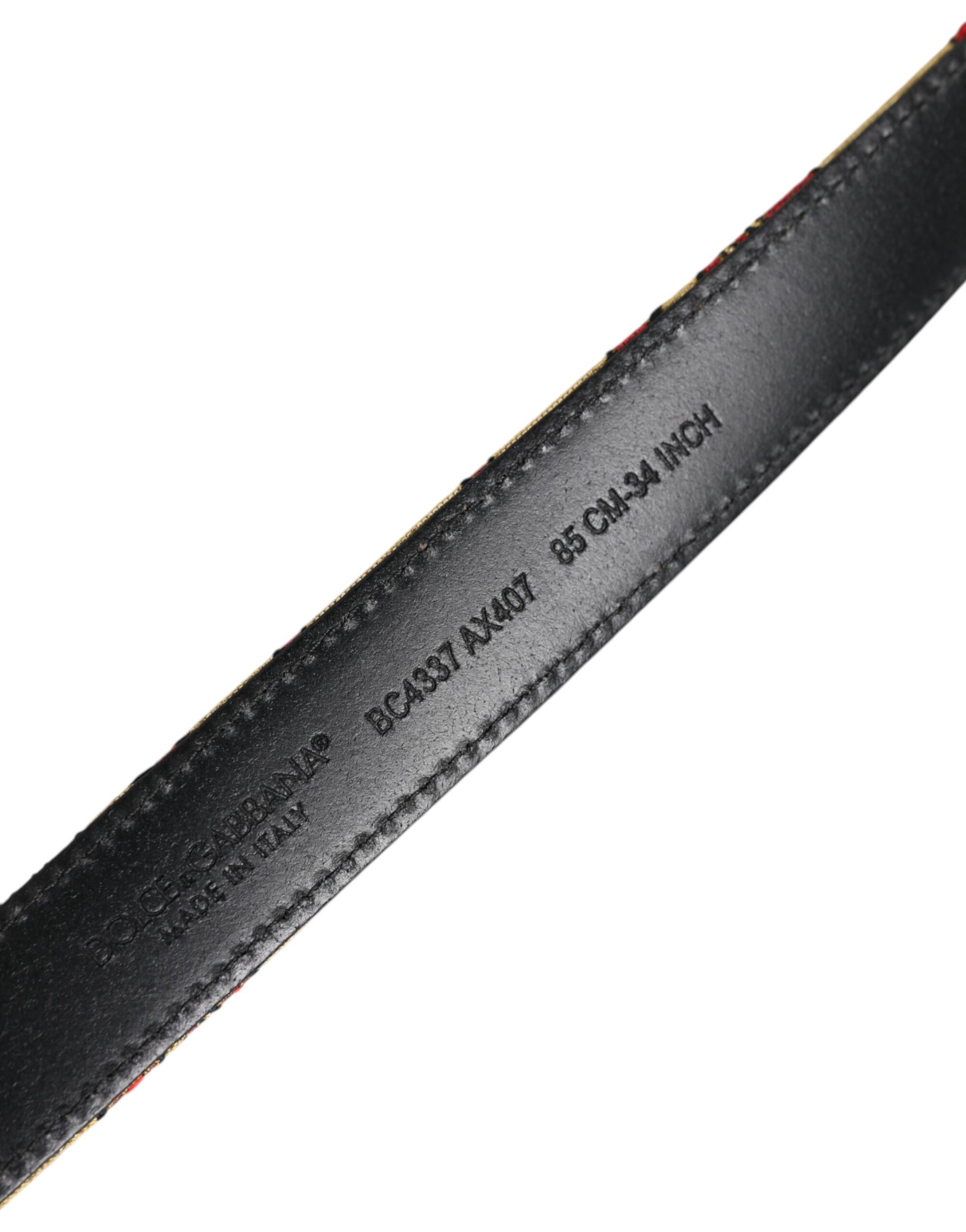 Dolce & Gabbana Gold Floral Jacquard Silver Metal Buckle Belt