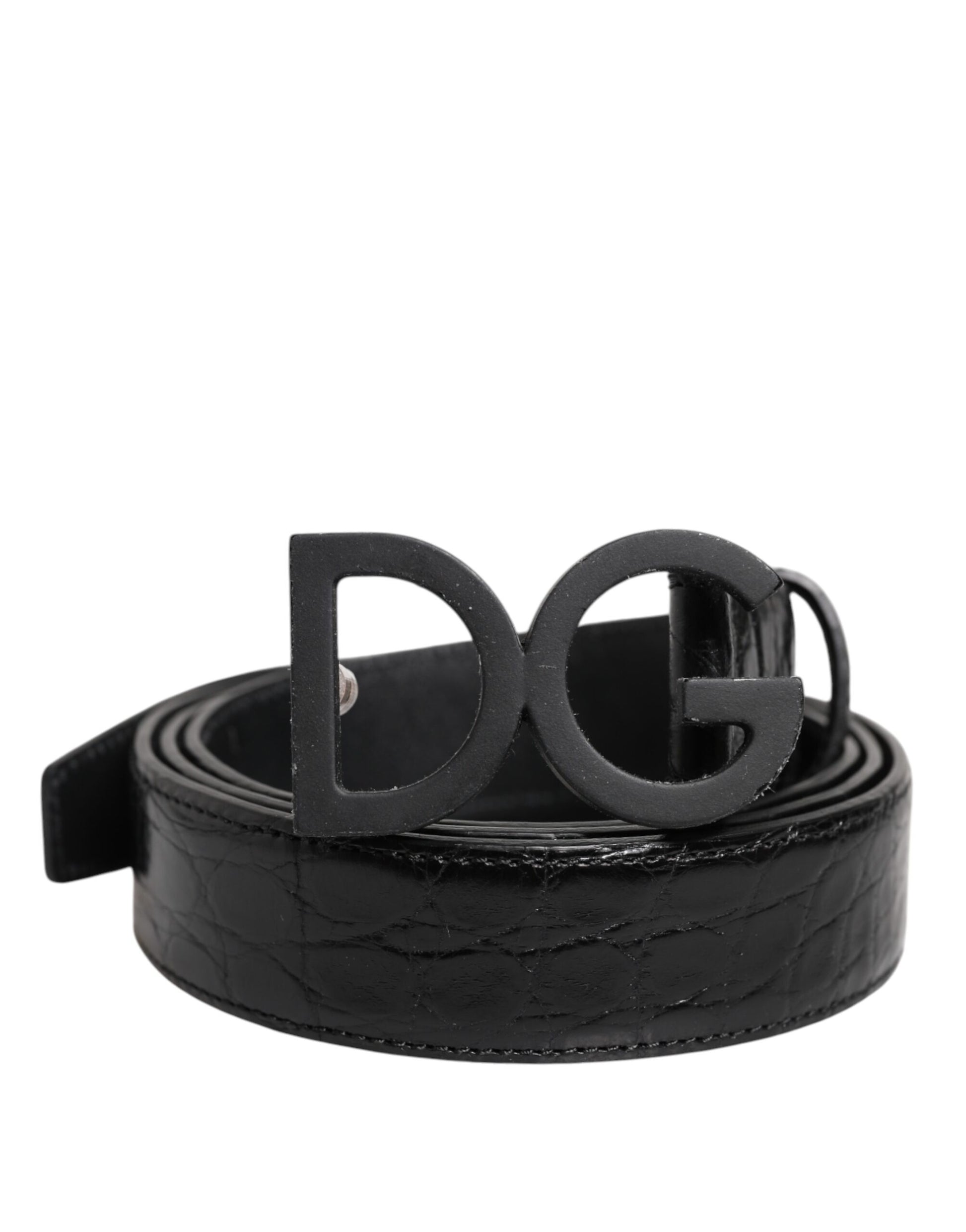 Dolce & Gabbana Black Leather Classic Metal DG Buckle Belt