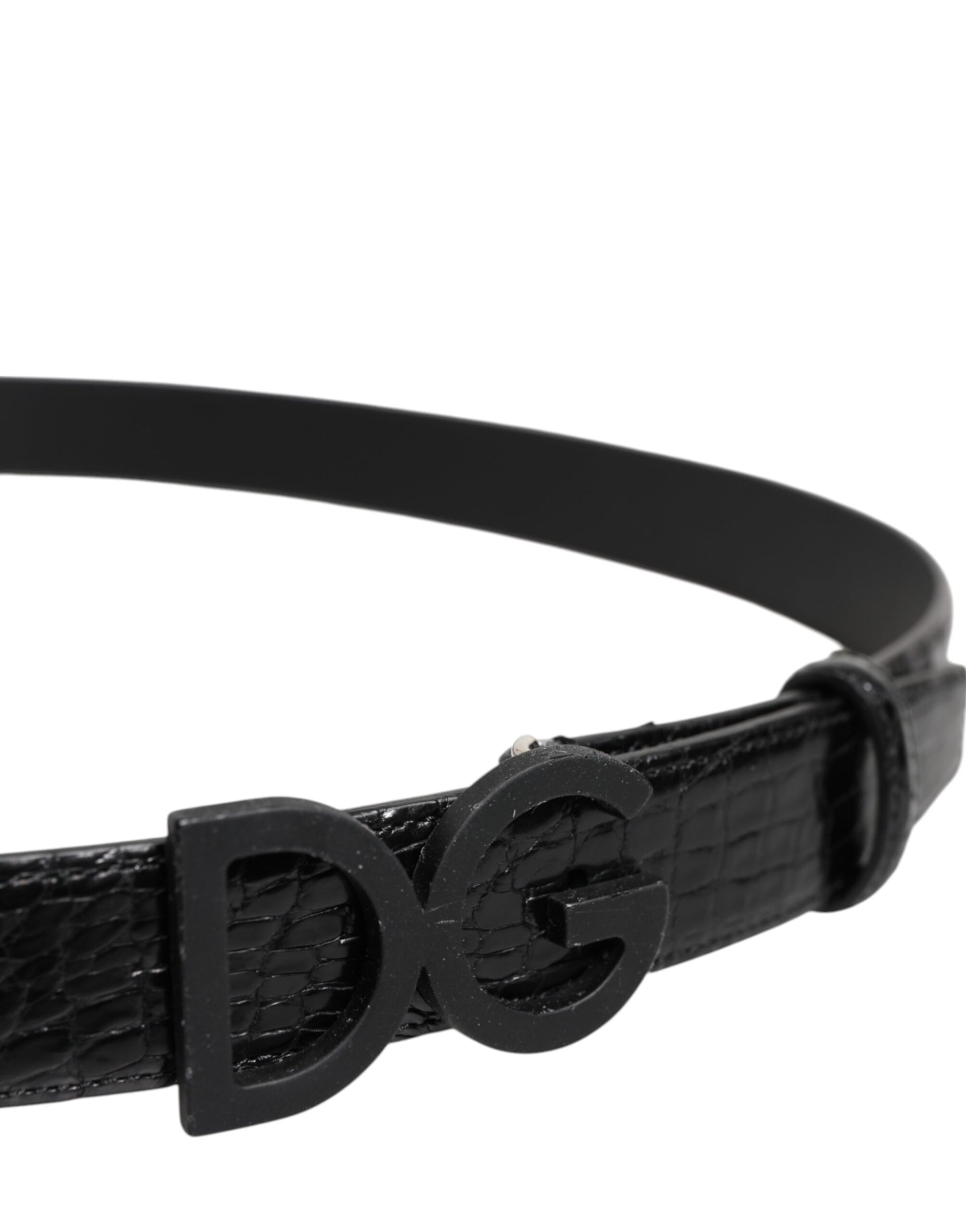 Dolce & Gabbana Black Leather Classic Metal DG Buckle Belt
