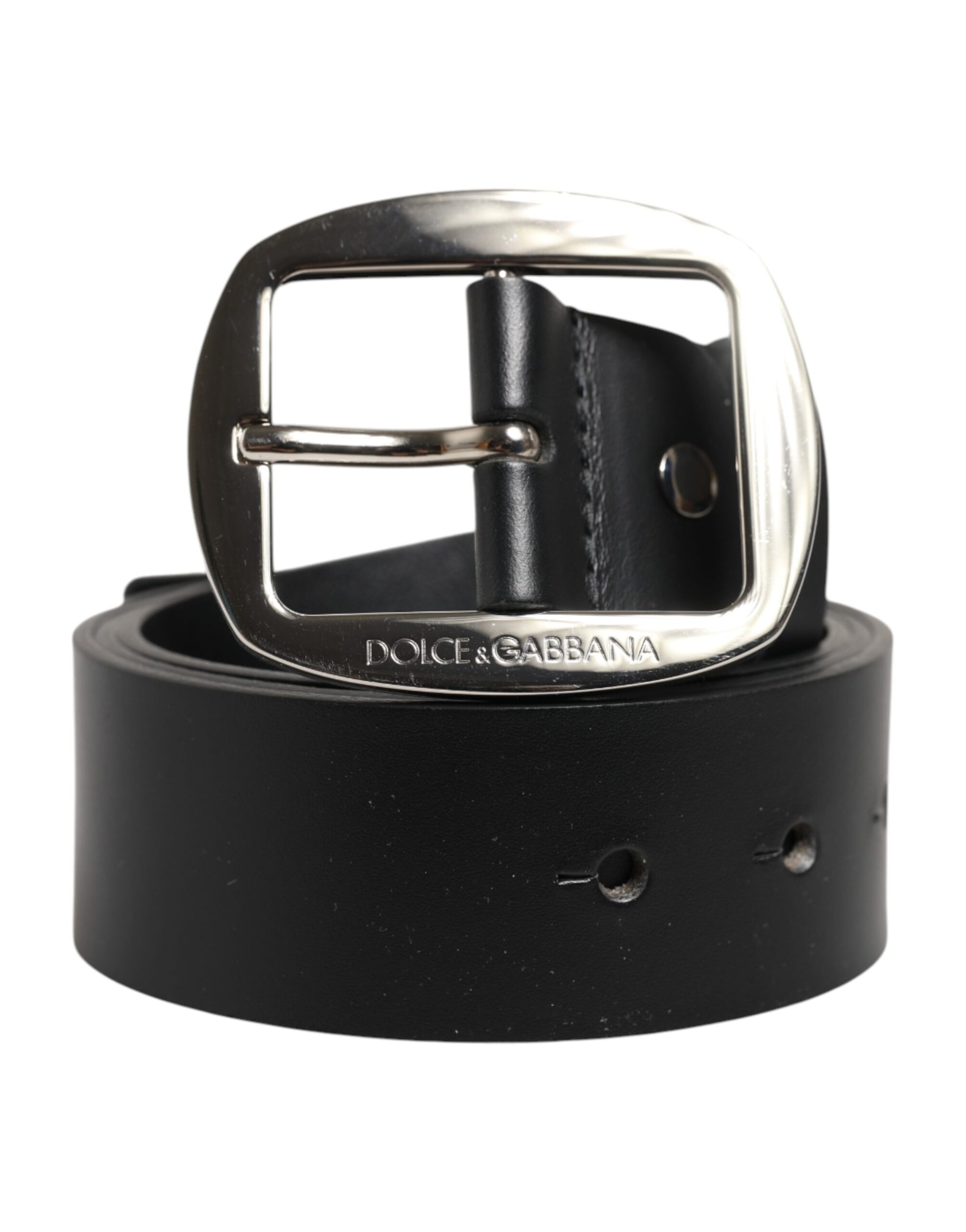 Dolce & Gabbana Black Leather Classic Metal Buckle Belt