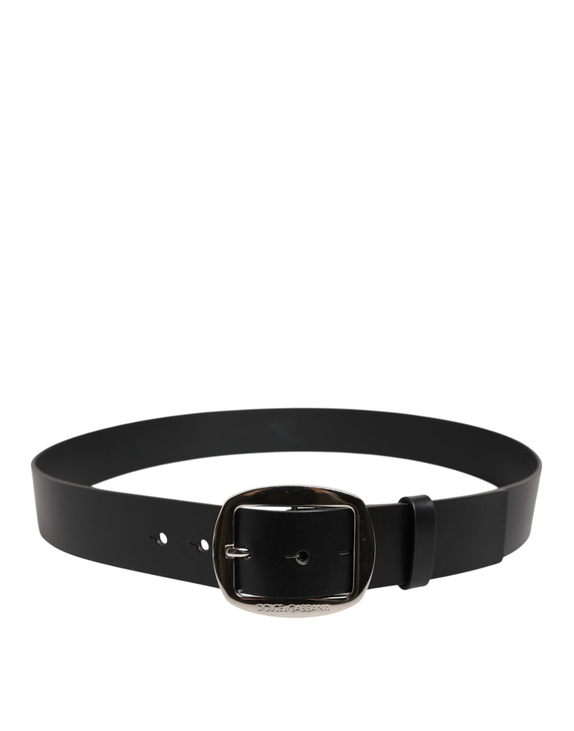 Dolce & Gabbana Black Leather Classic Metal Buckle Belt