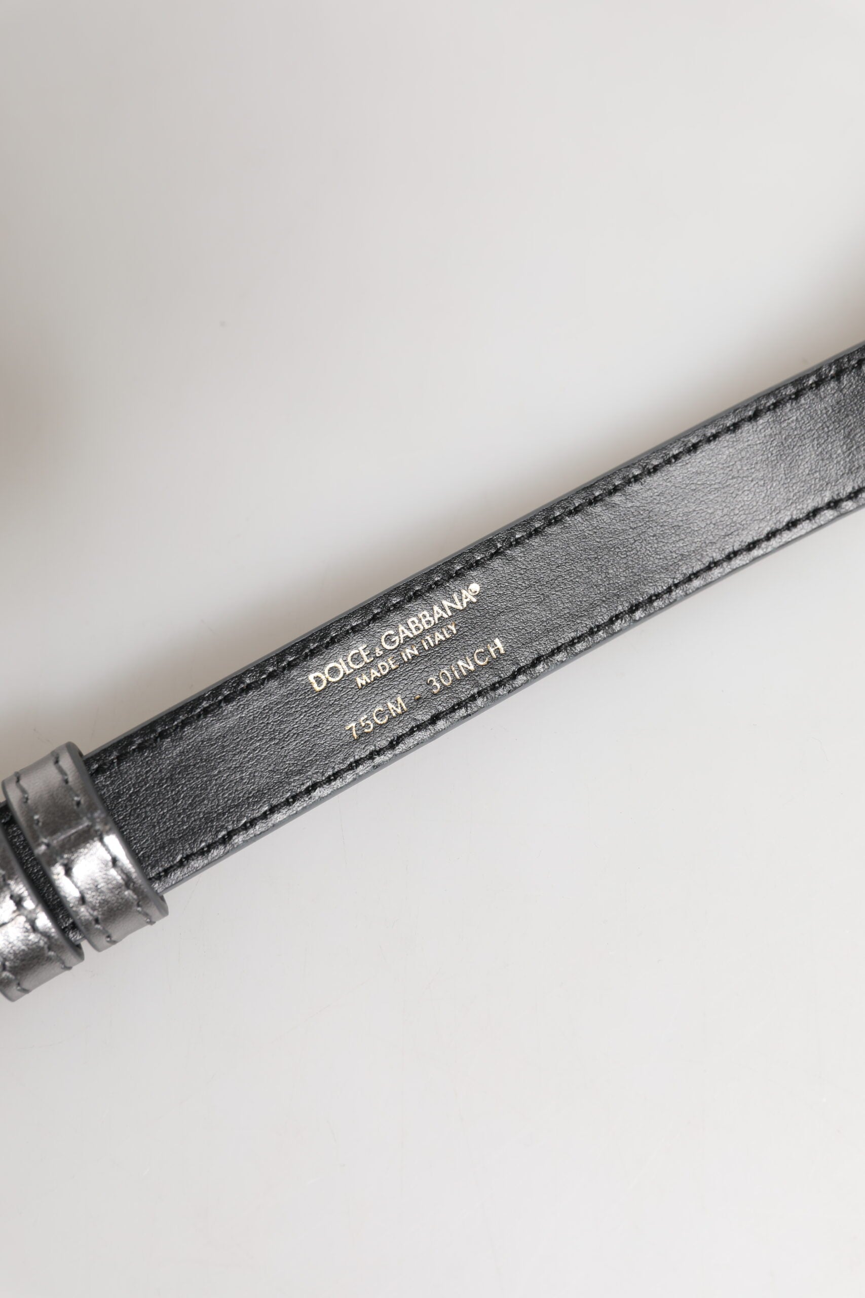 Dolce & Gabbana Silver Logo Engraved Metal Waist Buckle Belt