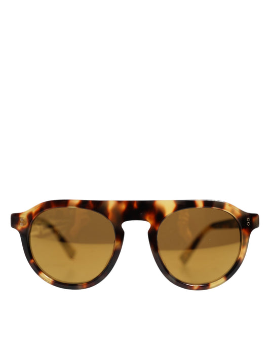 Dolce & Gabbana Brown Acetate Round Leopard Print Eyewear Sunglasses