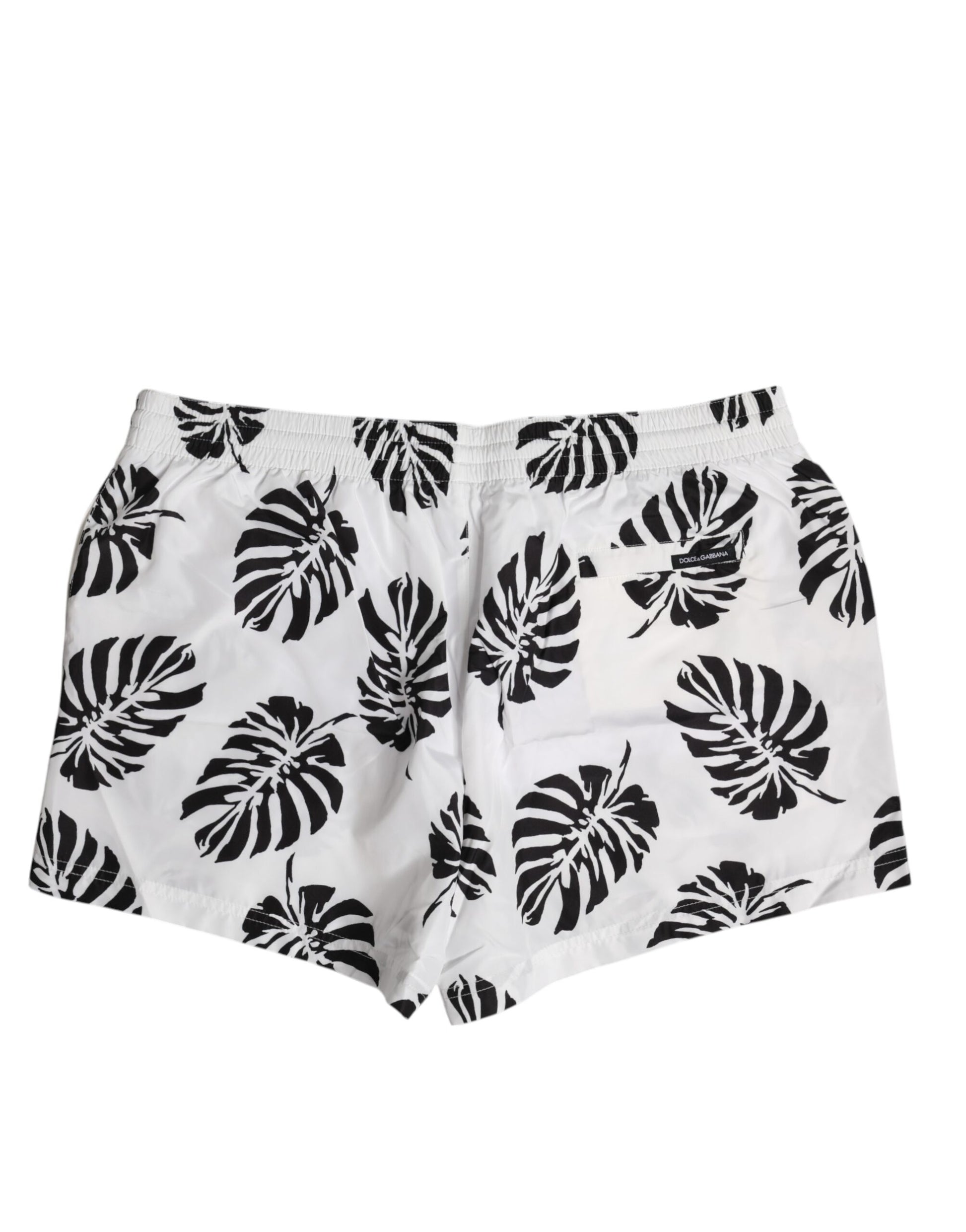 Dolce & Gabbana White Black Print Beachwear Shorts Swimwear