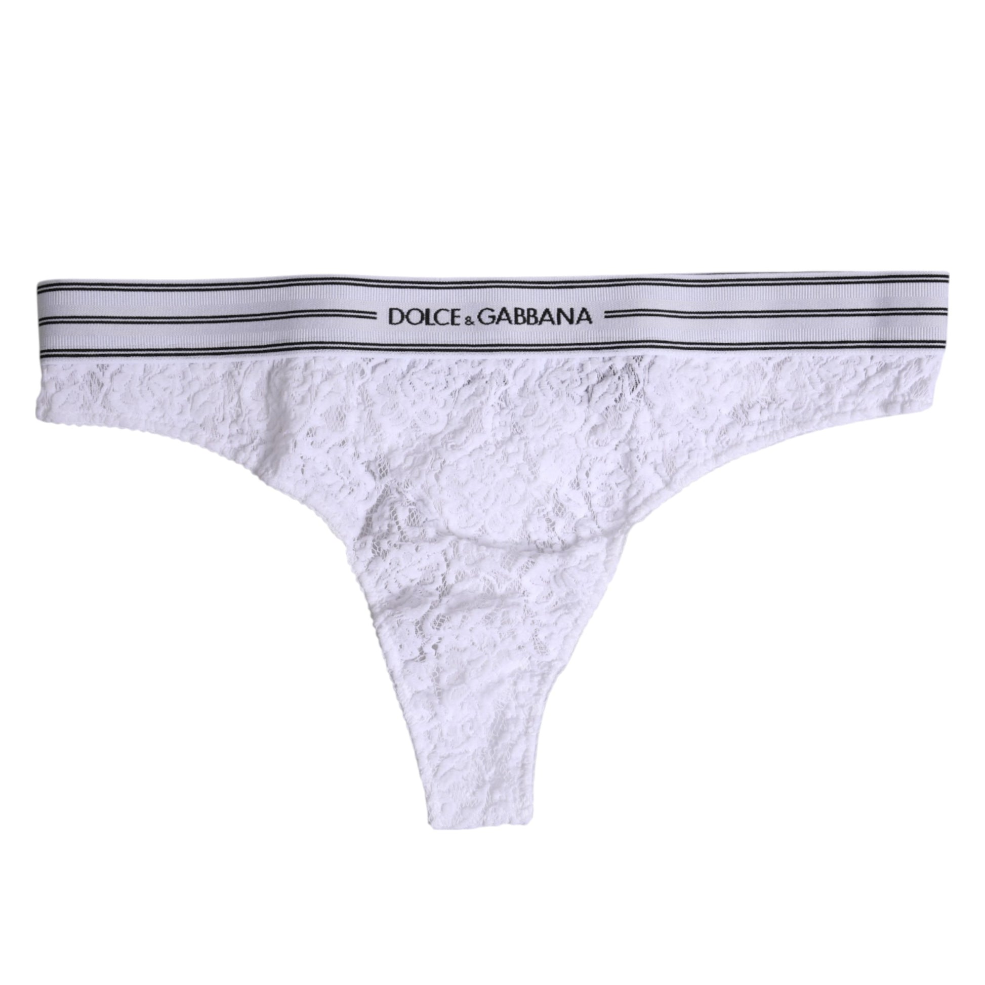 Dolce & Gabbana White Nylon Floral Lace Bottom Panty Underwear