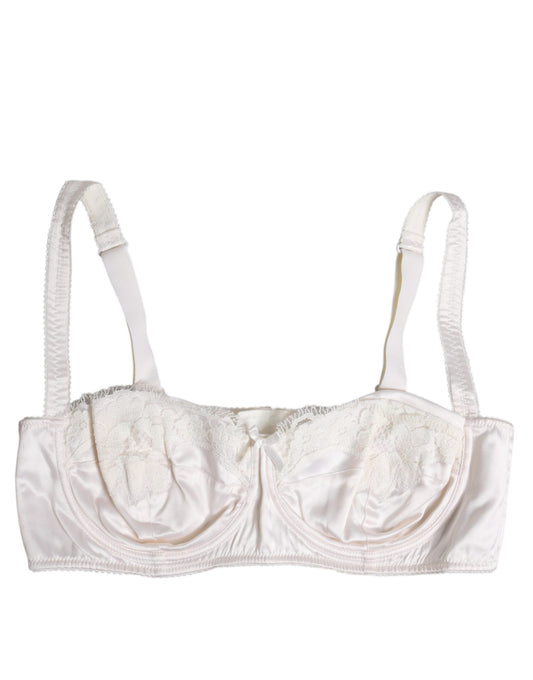 Dolce & Gabbana White Silk Underwired Balconette Bra Underwear