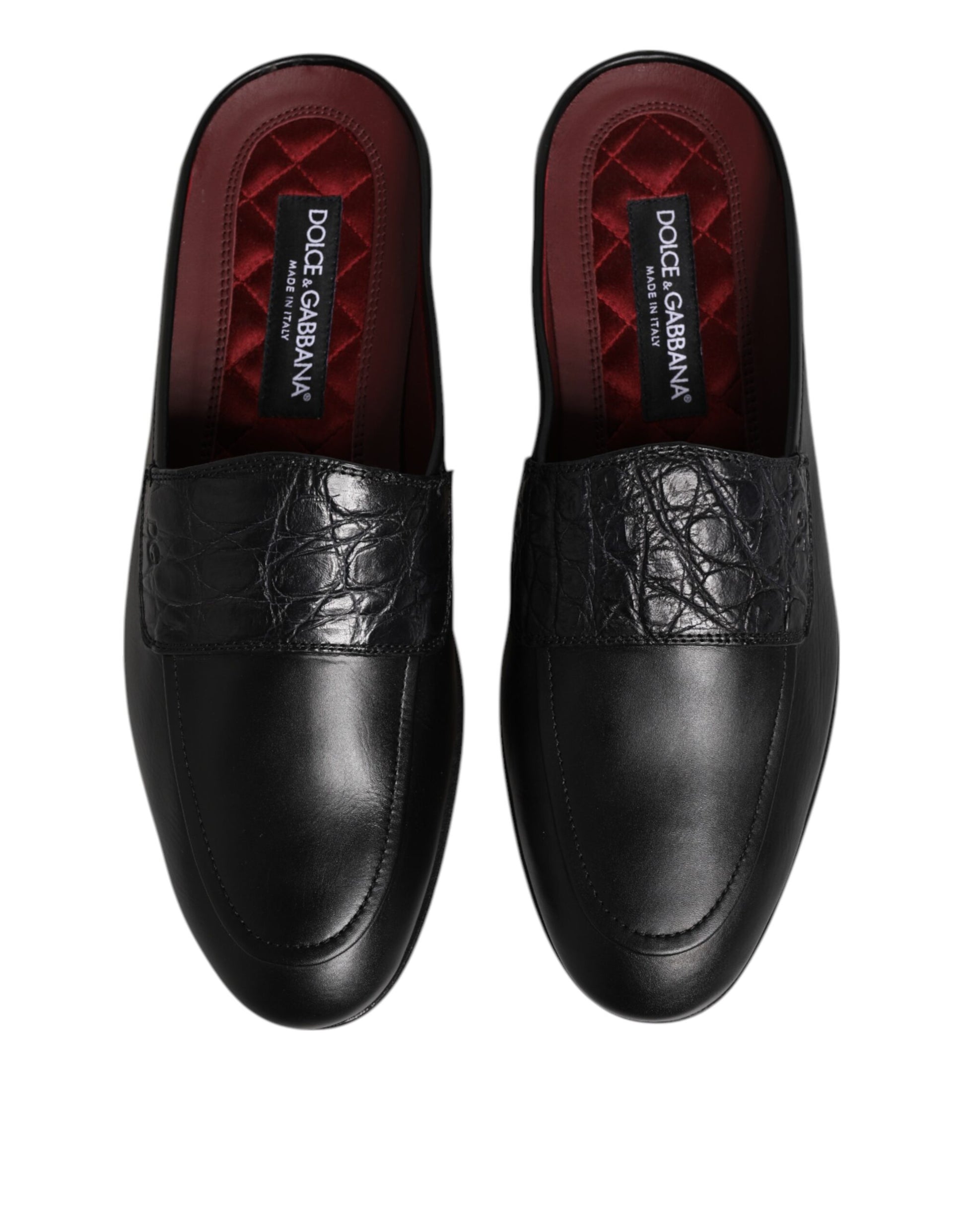 Dolce & Gabbana Black Calfskin Leather Slip On Loafers Shoes