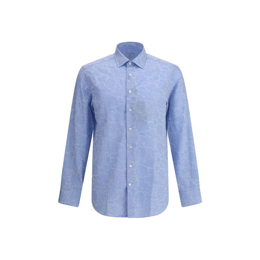 Etro Light Blue Cotton Pattern Shirt
