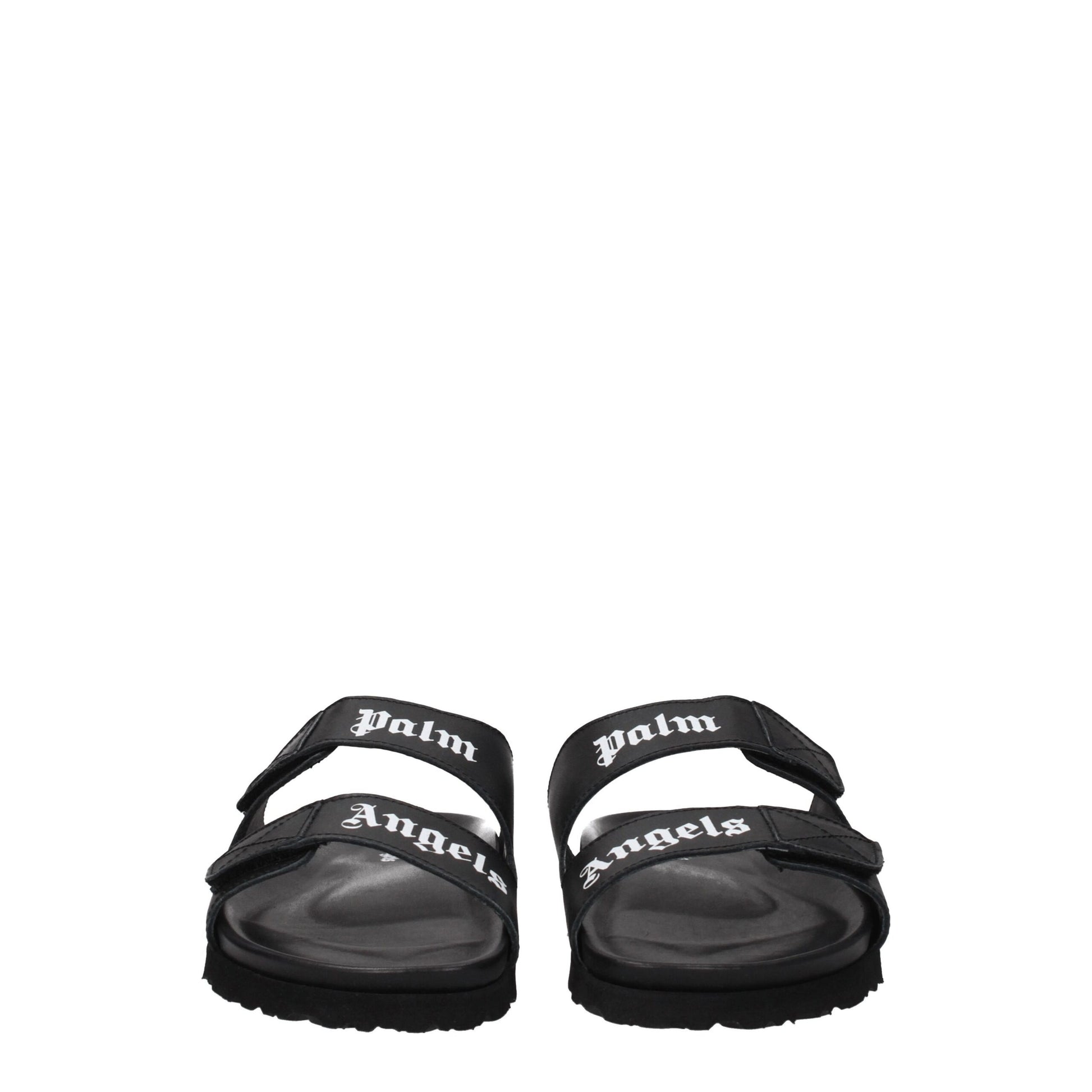 Palm Angels Black Leather Slippers