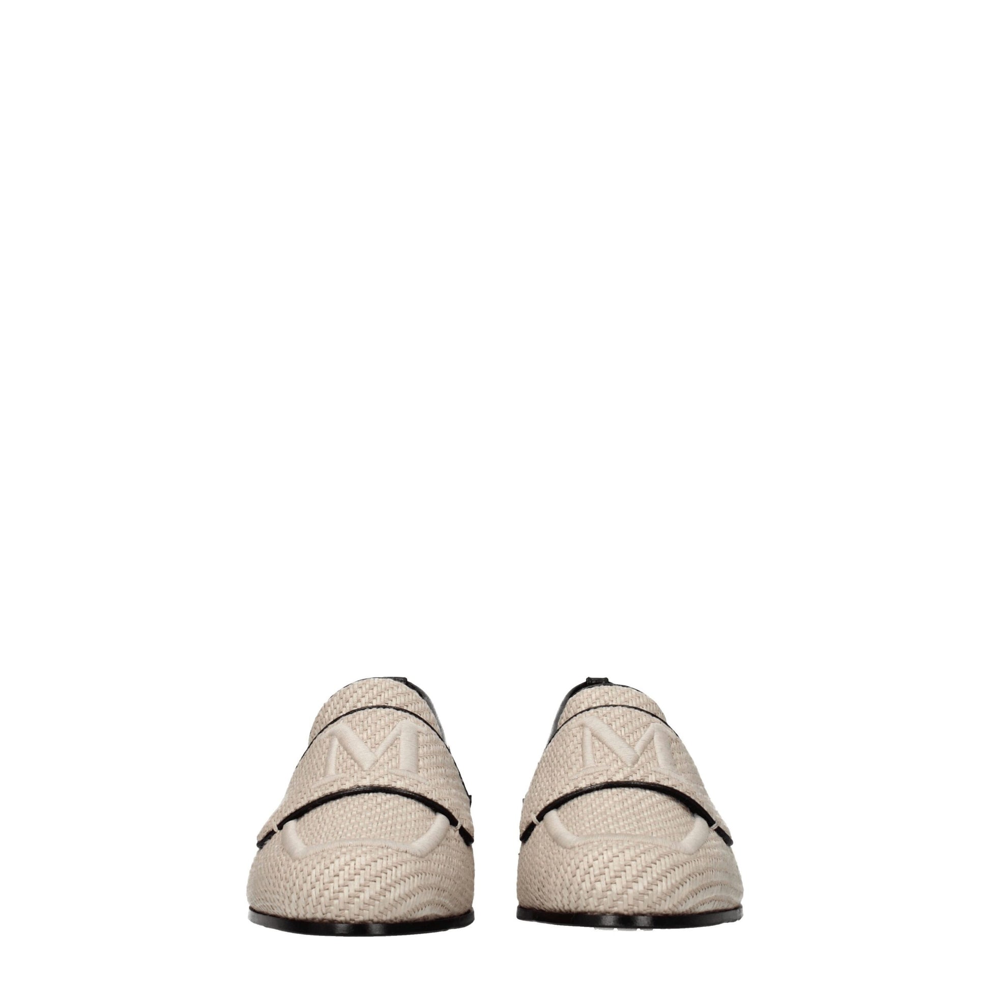 Max Mara Beige Fabric Slip-On Loafers