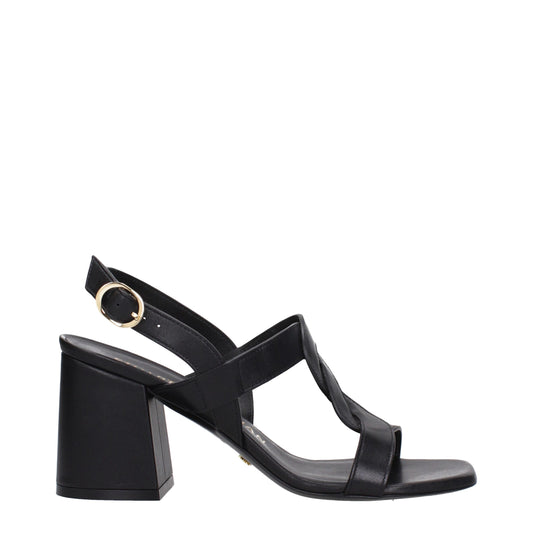 Stuart Weitzman Black Leather Platform Sandals