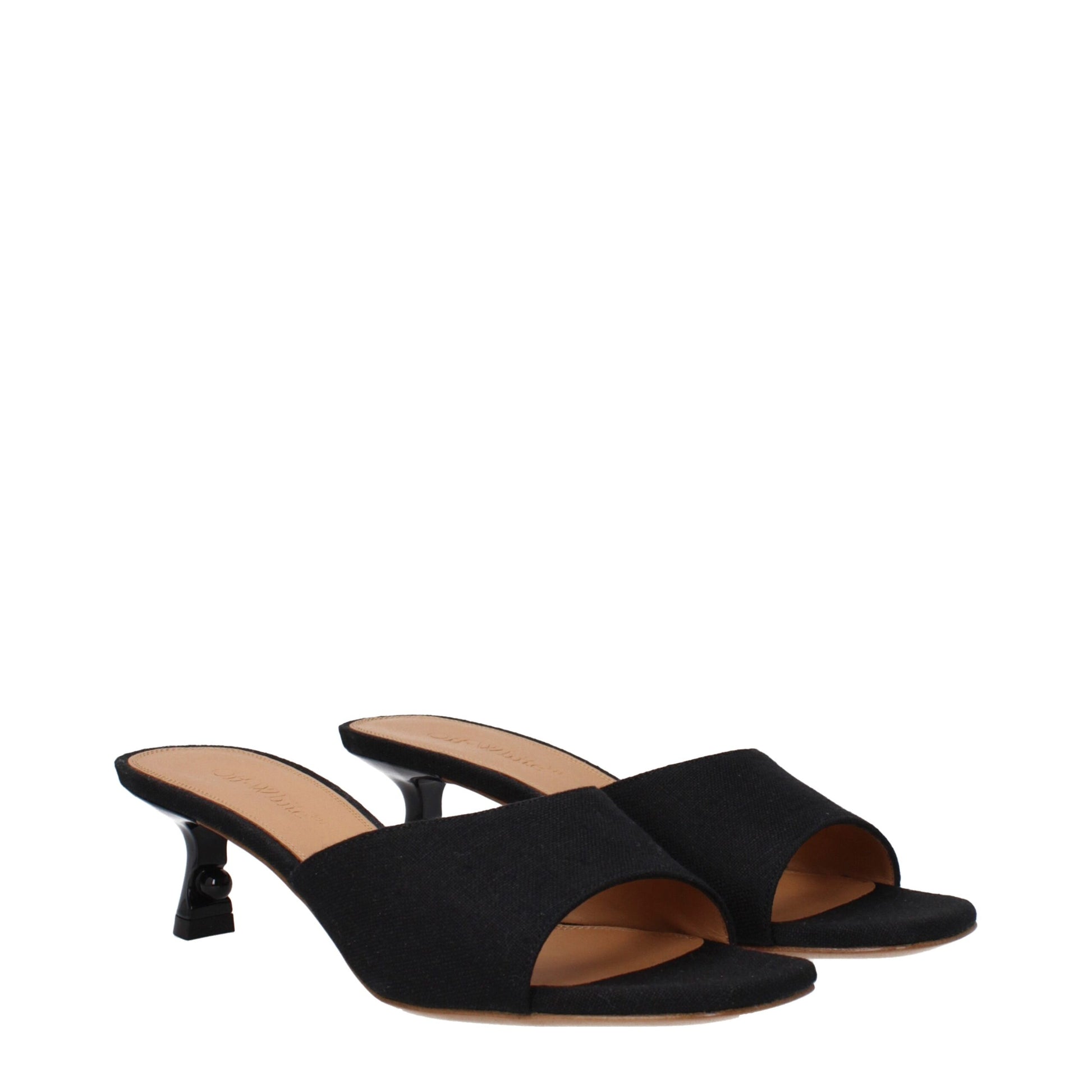 Off-White Black Linen Flat Sandals