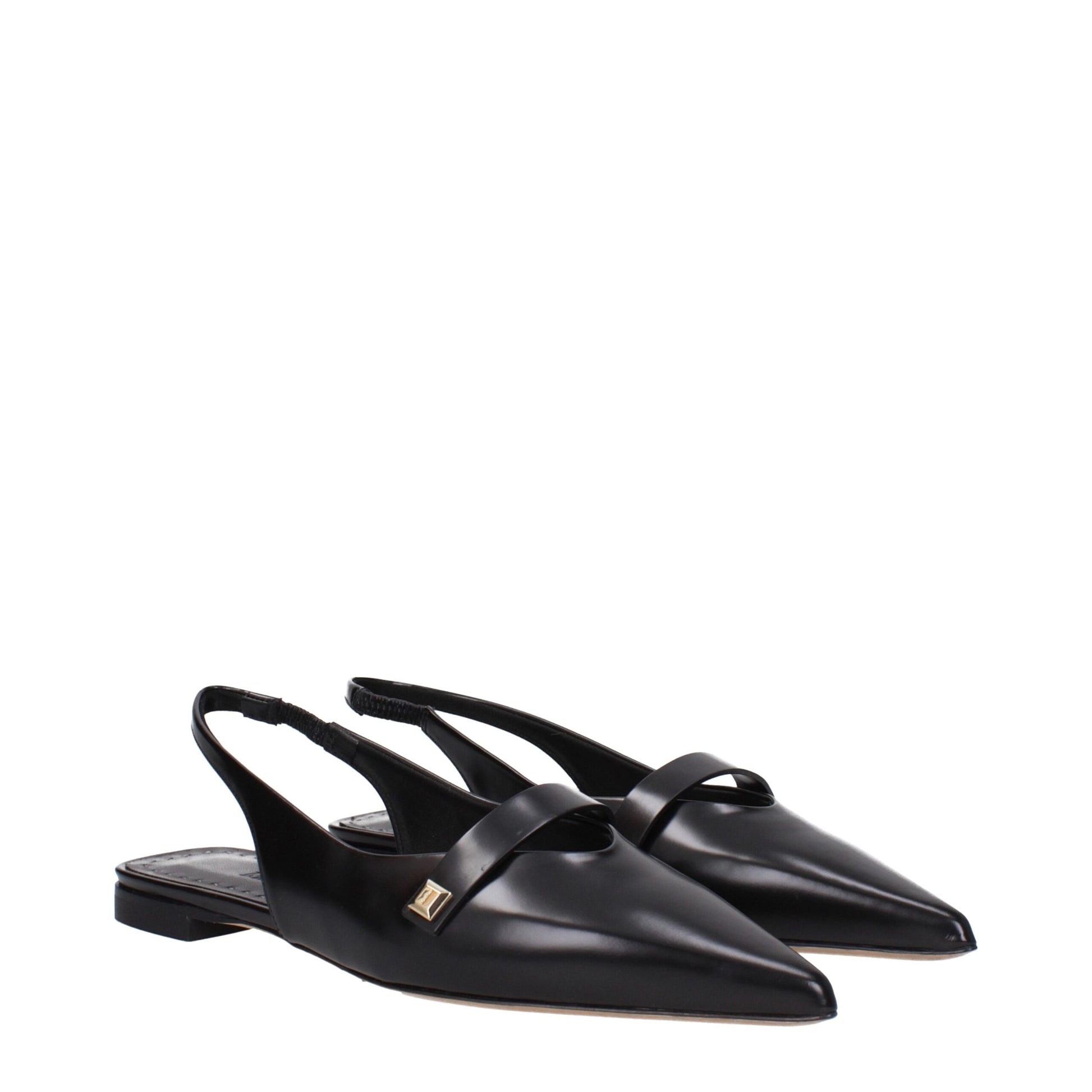 Max Mara Black Leather Ballet Flats